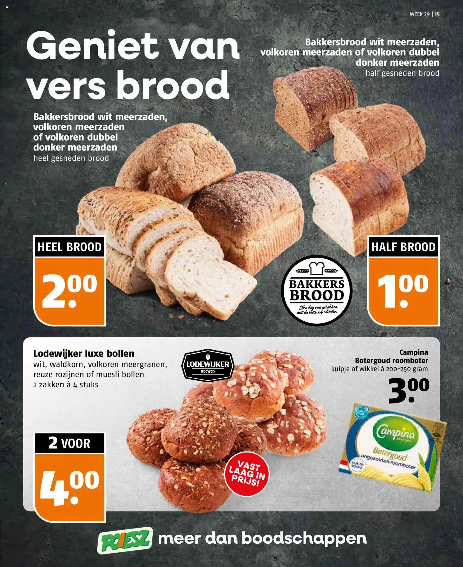 {H1} | Pagina: 15 | Producten: Brood, Roomboter, Rozijnen, Muesli
