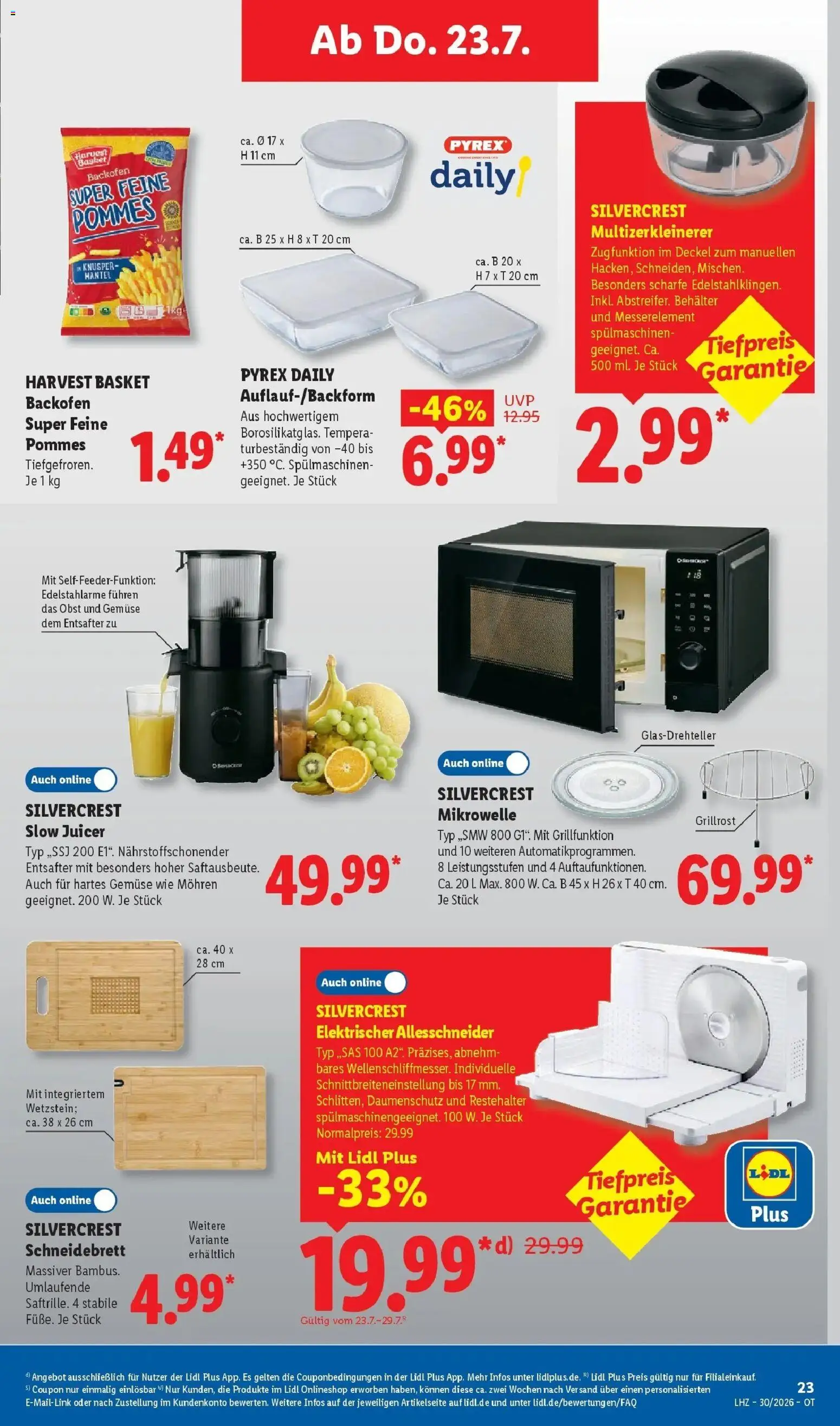 Lidl Prospekt Senftenberg – gültig ab 20.07.2026 | Seite: 49 | Produkte: Entsafter, Pommes, Mohren, Backofen