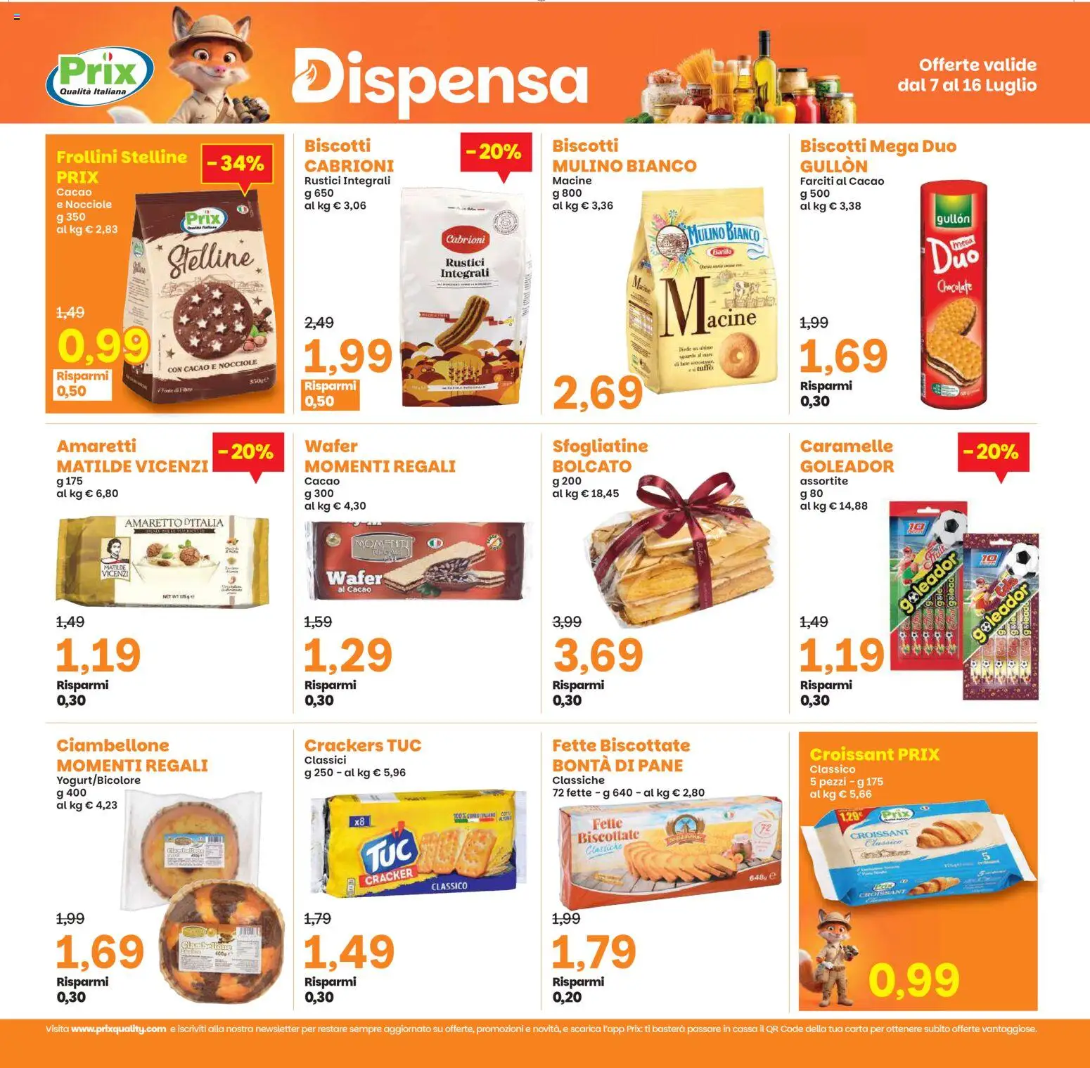 Volantino Prix del 07/07/2026 | Pagina: 17 | Prodotti: Biscotti, Croissant, Cacao, Frollini
