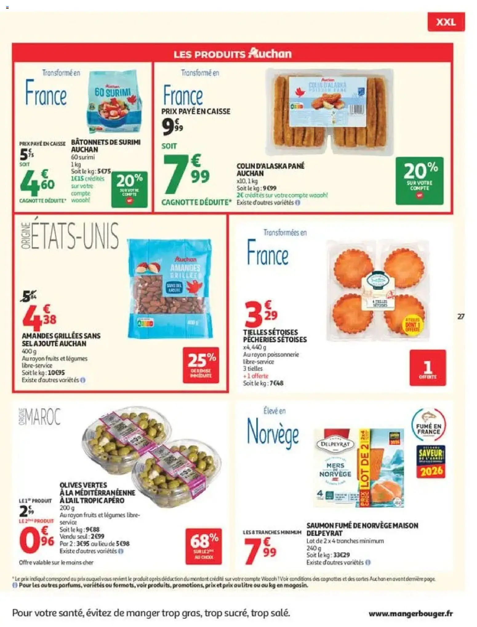 {H1} | Page: 27 | Produits: Poissonnerie, Bâtonnets de surimi, Fruits, Amandes
