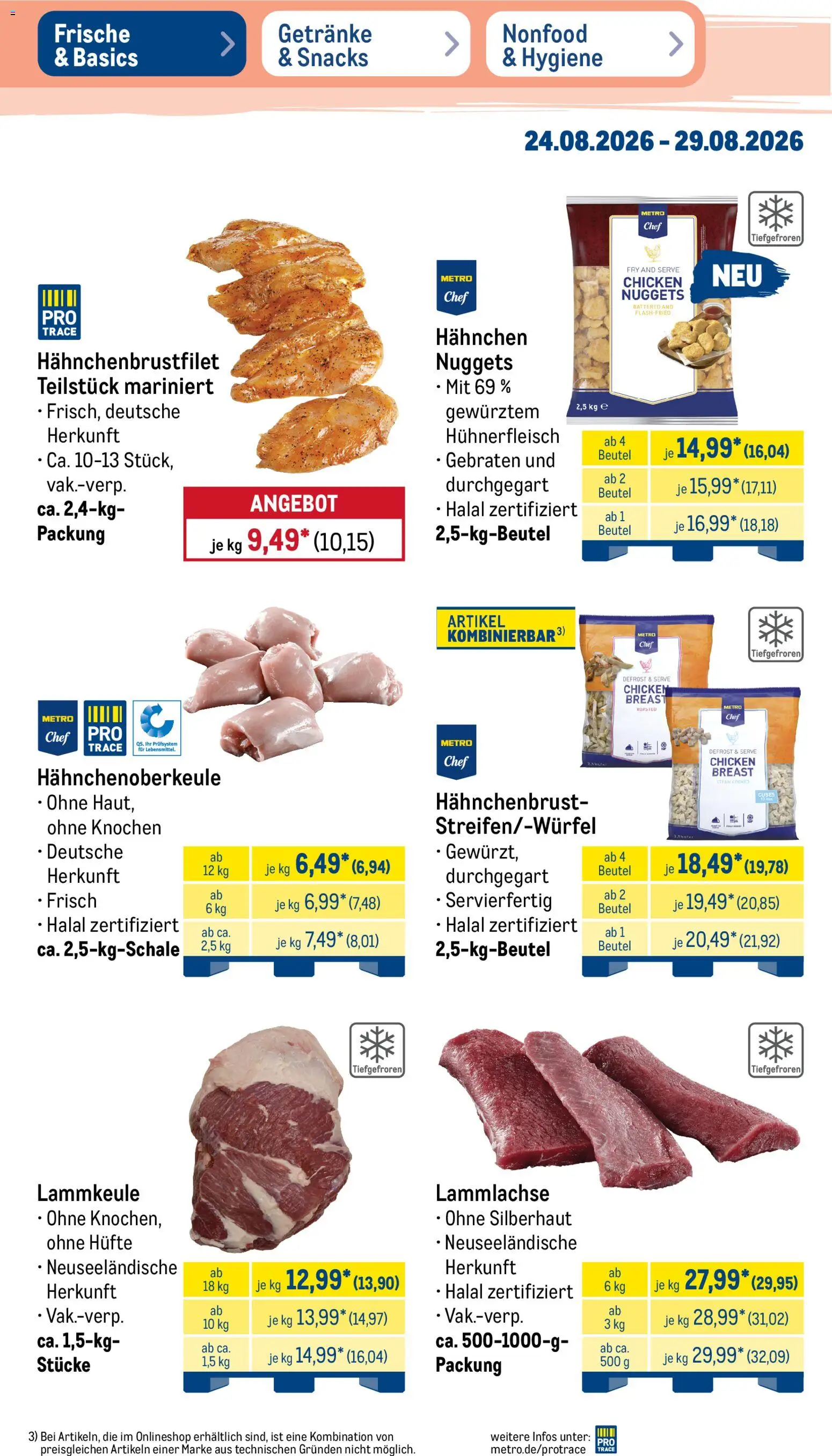 Metro Prospekt – gültig ab 24.08.2026 | Seite: 5 | Produkte: Lammkeule, Hahnchen, Hühnerfleisch, Hahnchenbrust