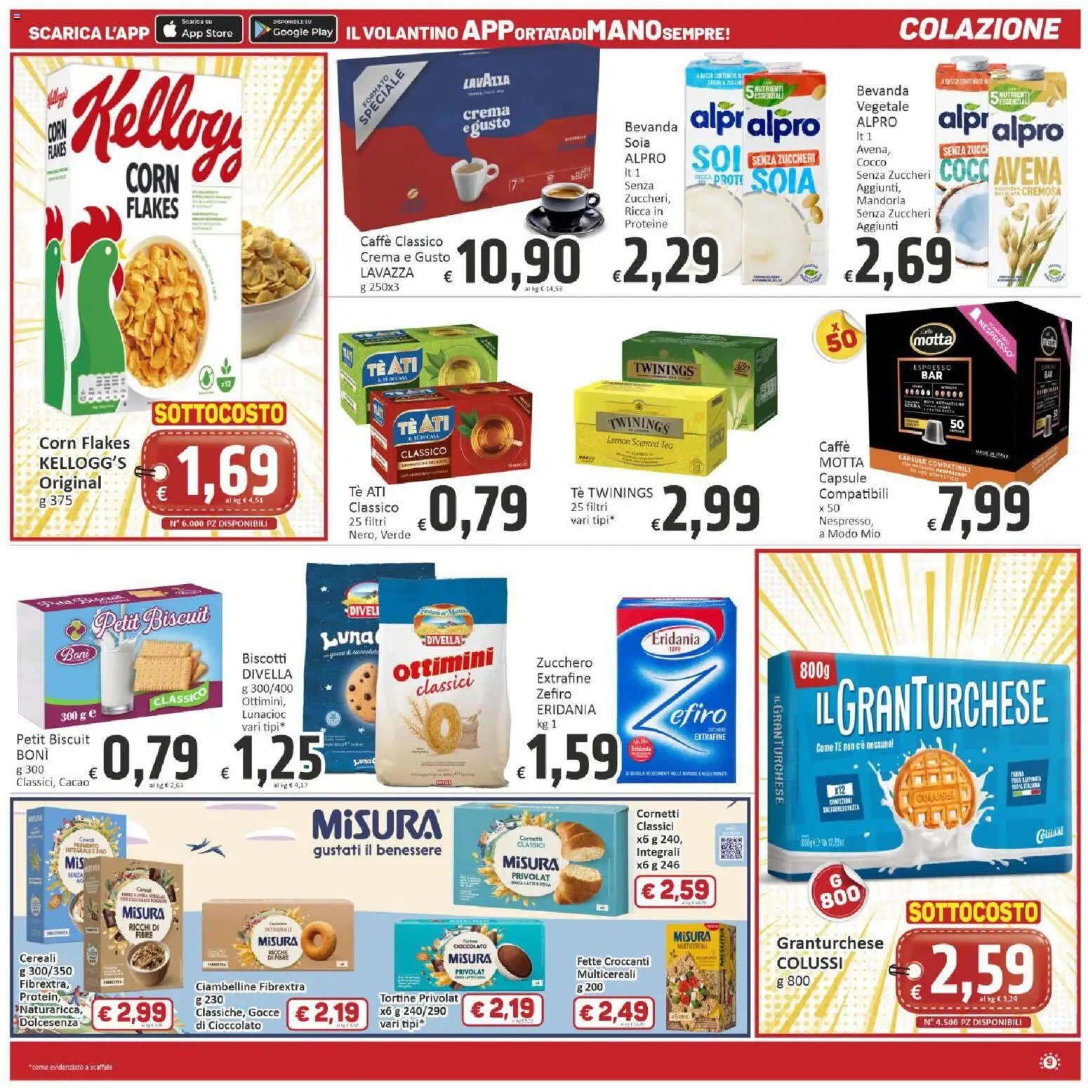 Volantino Paghi Poco del 23/10/2026 | Pagina: 9 | Prodotti: Tè, Divella, Zucchero, Latte