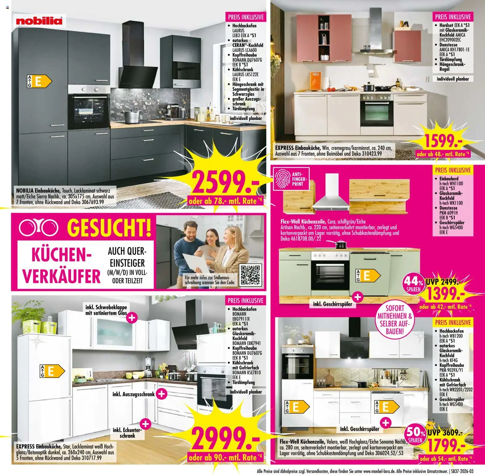 SB Möbel Boss Prospekt – gültig ab 05.09.2026 | Seite: 3 | Produkte: Geschirrspüler, Schrank, Kühlschrank, Hängeschrank