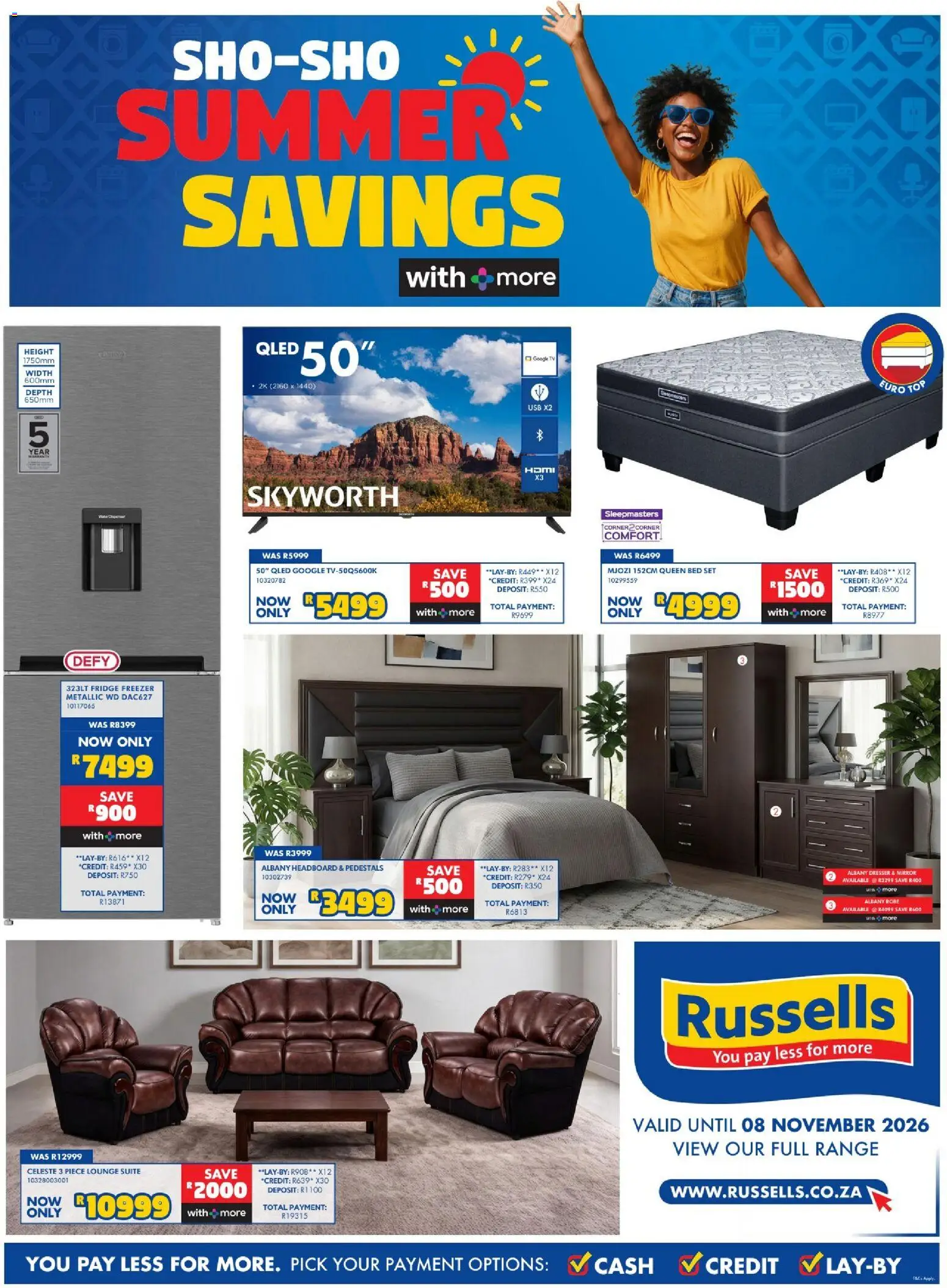 New Russells catalogue – valid from 15/10/2026 | Page: 1 | Products: Freezer, Queen bed, Bed, Mirror
