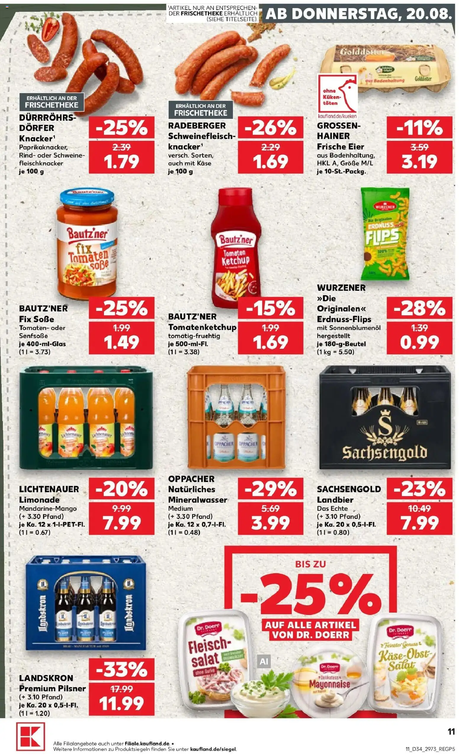 Prospekt Kaufland ab 20.08.2026 » Angebote Online zum Blättern | Seite: 11 | Produkte: Limonade, Mineralwasser, Mayonnaise, Fleisch
