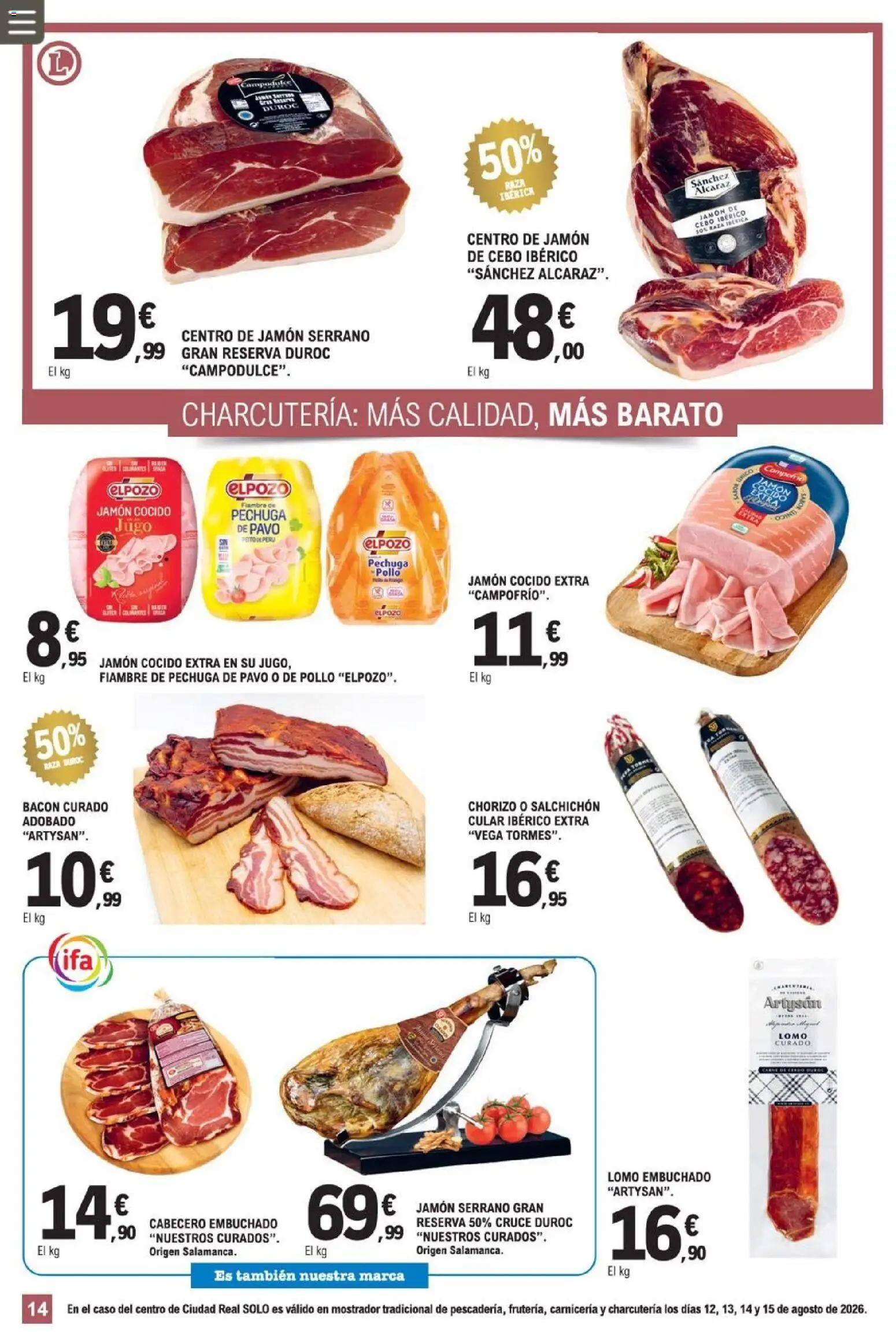 E.Leclerc Miranda de Ebro │ válido desde el 12/08/2026 | Página: 14 | Productos: Jamón serrano, Jamón, Pollo, Pavo