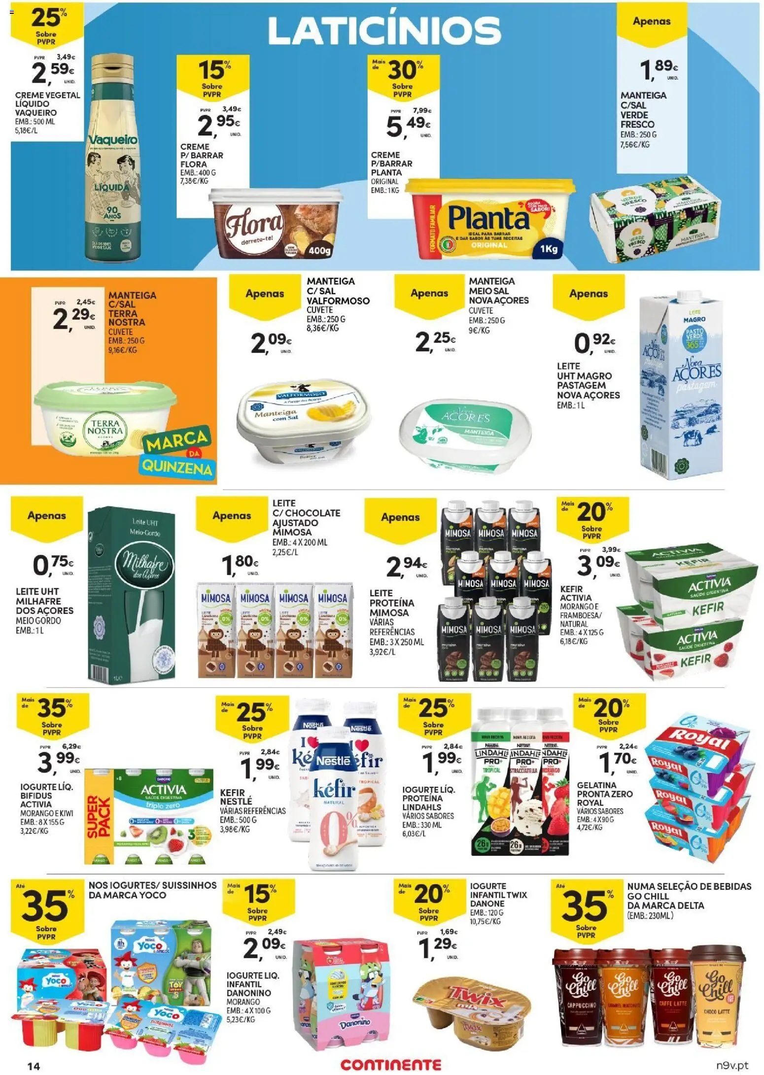 Continente Açores │ válido de 17/09/2026 | Página: 14 | Produtos: Bebidas, Leite proteina, Laticínios, Iogurte