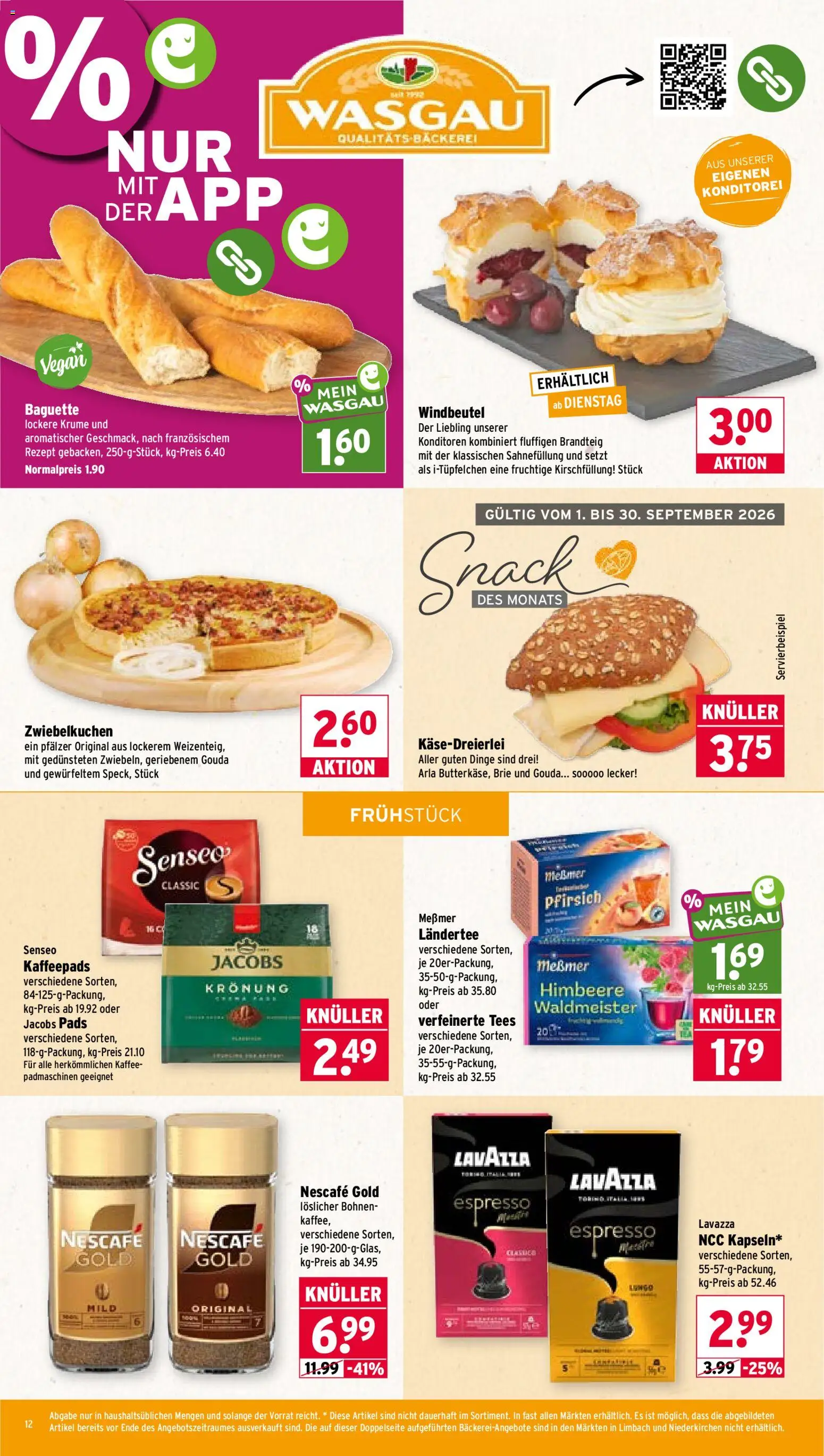 Wasgau Prospekt – gültig ab 31.08.2026 | Seite: 12 | Produkte: Lavazza, Nescafe, Bäckerei, Kaffee