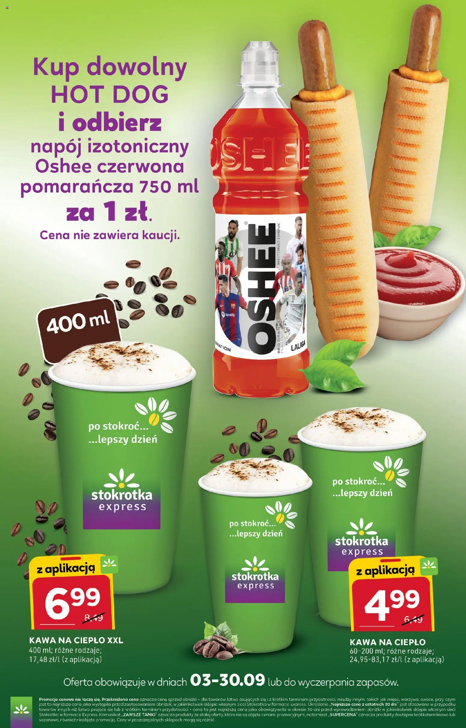 Stokrotka gazetka - Express od 10.09.2026 | Strona: 5 | Produkty: Stokrotka, Oshee, Kawa, Hot dog