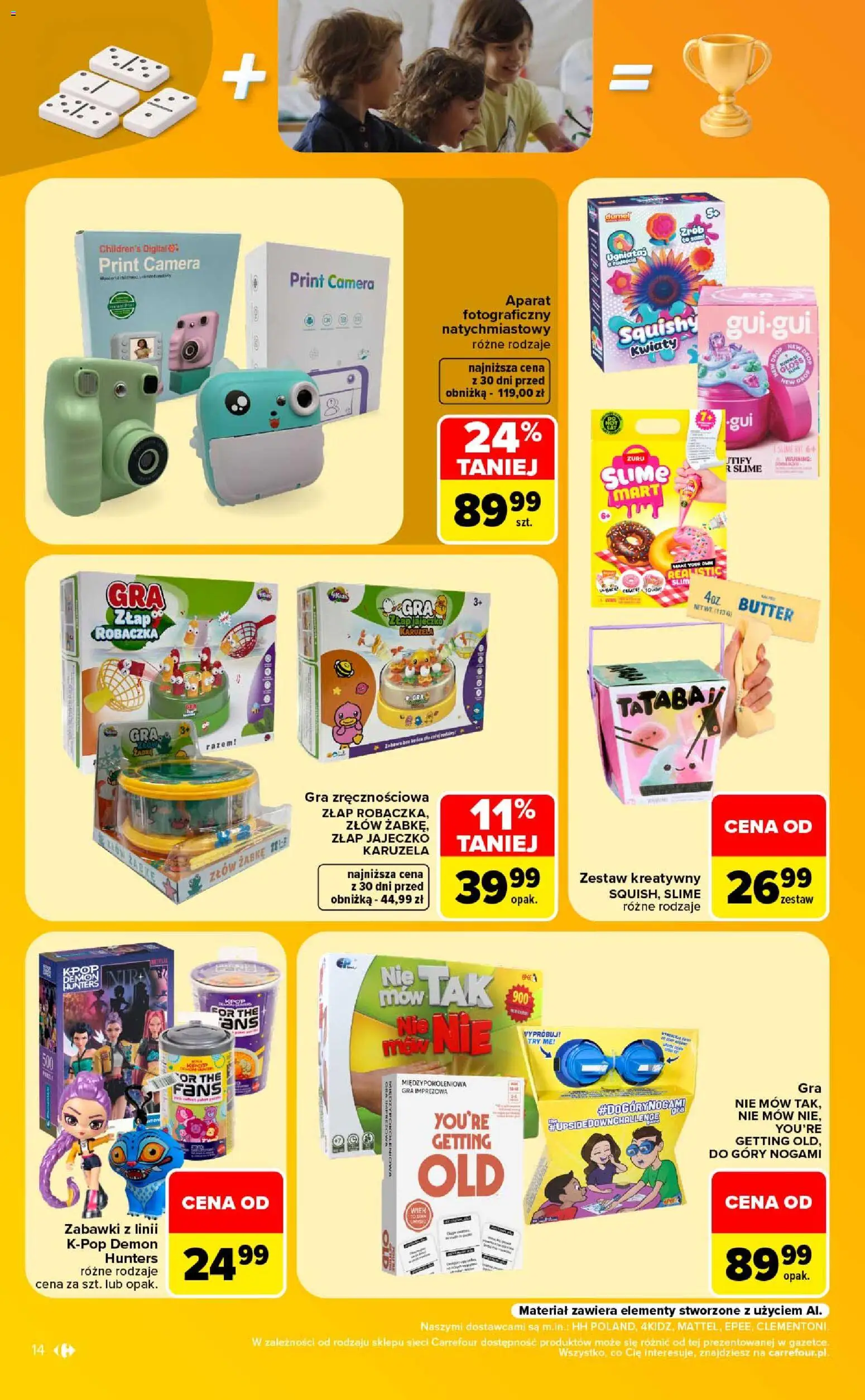 Carrefour gazetka - Same okazje od 10.08.2026 | Strona: 14 | Produkty: Zabawki, Aparat fotograficzny, Gra, Kwiaty