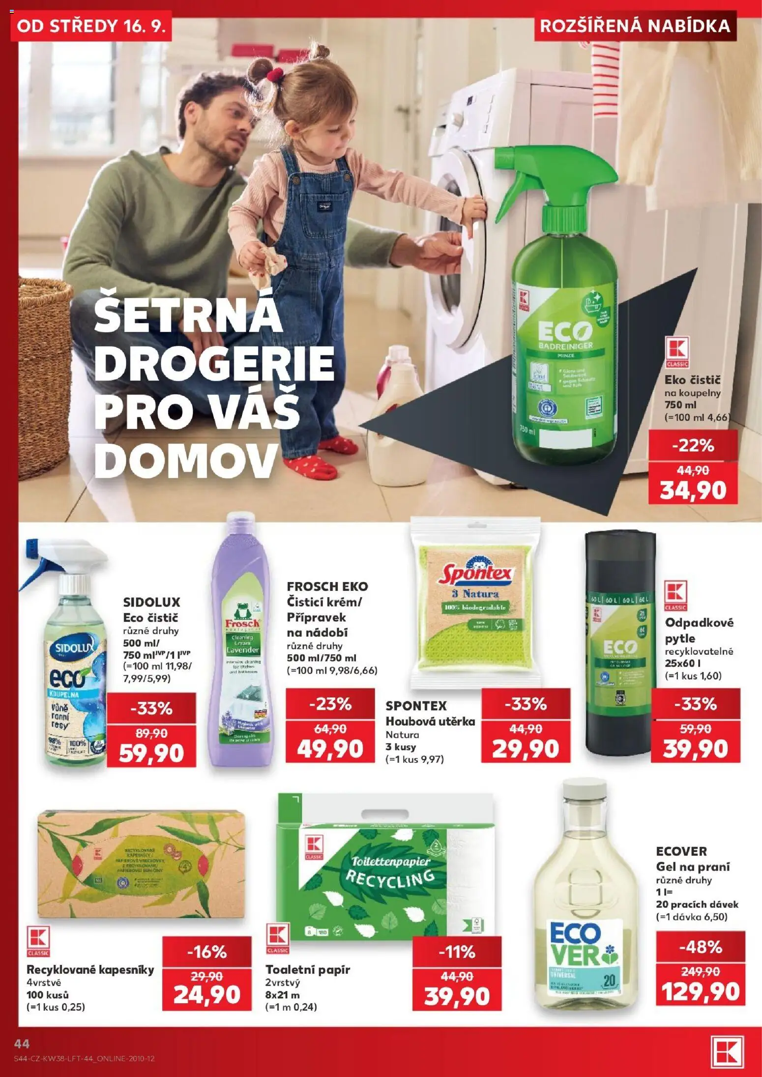 Kaufland leták - Brno od 16.09.2026 | Strana: 44 | Produkty: Gel na praní, Drogerie, Koupelna, Sidolux