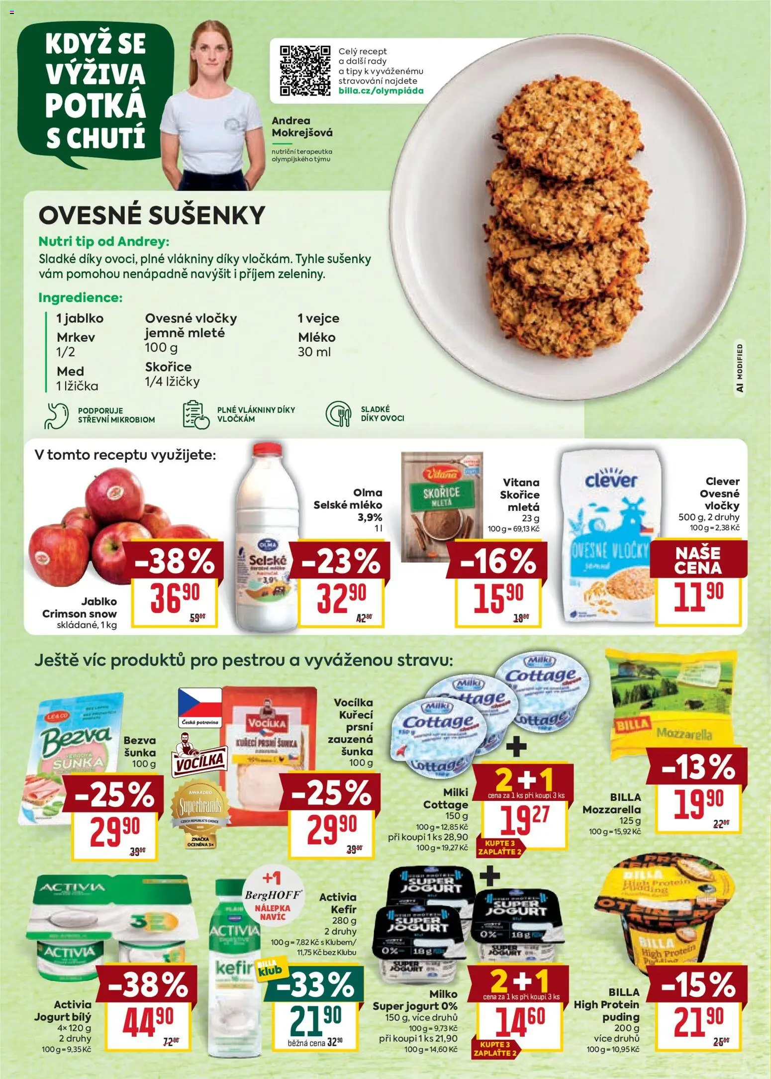 Billa Velký leták od 02.09.2026 | Strana: 12 | Produkty: Kefír, Jogurt, Ovesné vločky, Sušenky