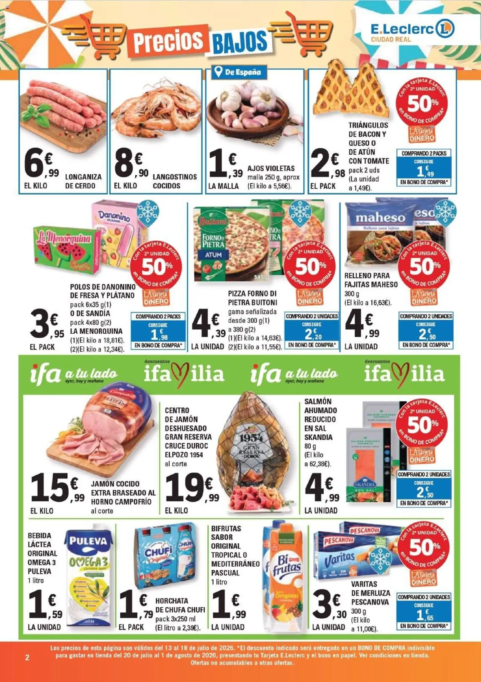 E.Leclerc Ciudad Real │ válido desde el 13/07/2026 | Página: 2 | Productos: Δοχείο φοντί, Jamón, Cerdo, Sandía