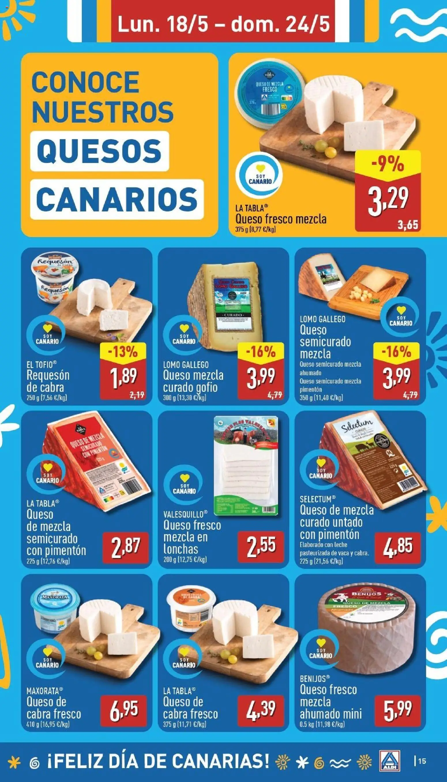 Aldi folleto Canarias │ válido desde el 18.05.2026 | Página: 15 | Productos: Leche, Queso, Queso fresco