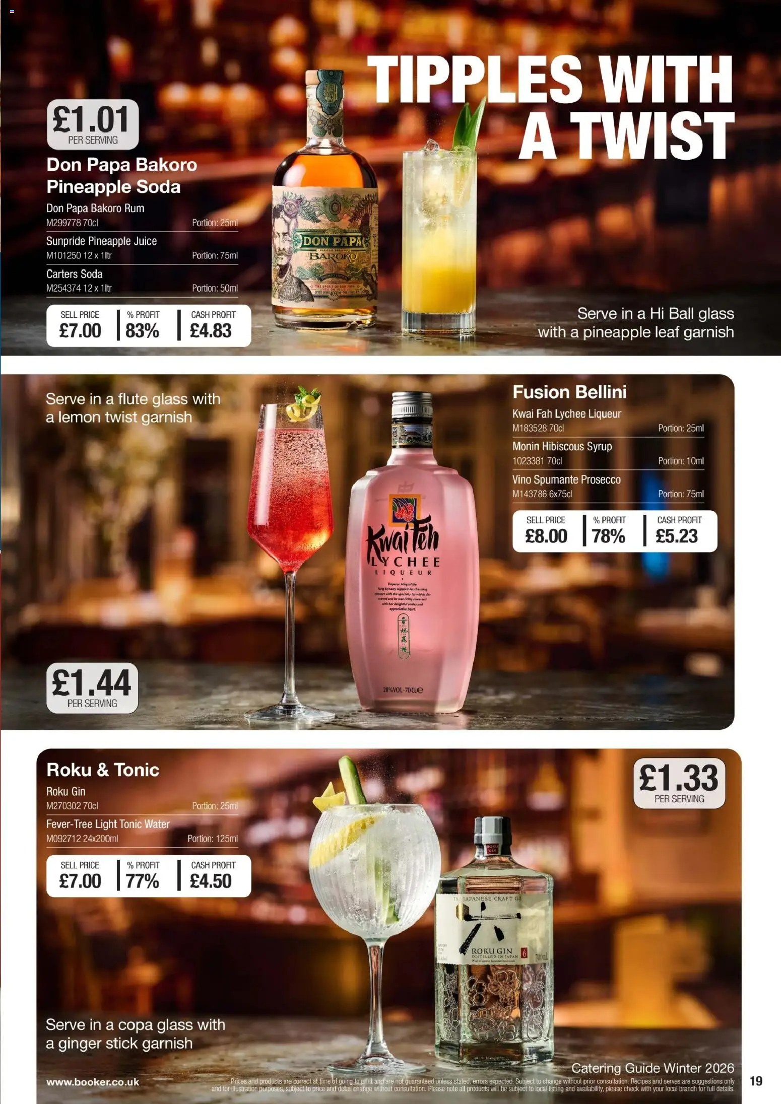 {H1} | Page: 19 | Products: Prosecco, Soda, Ginger, Monin