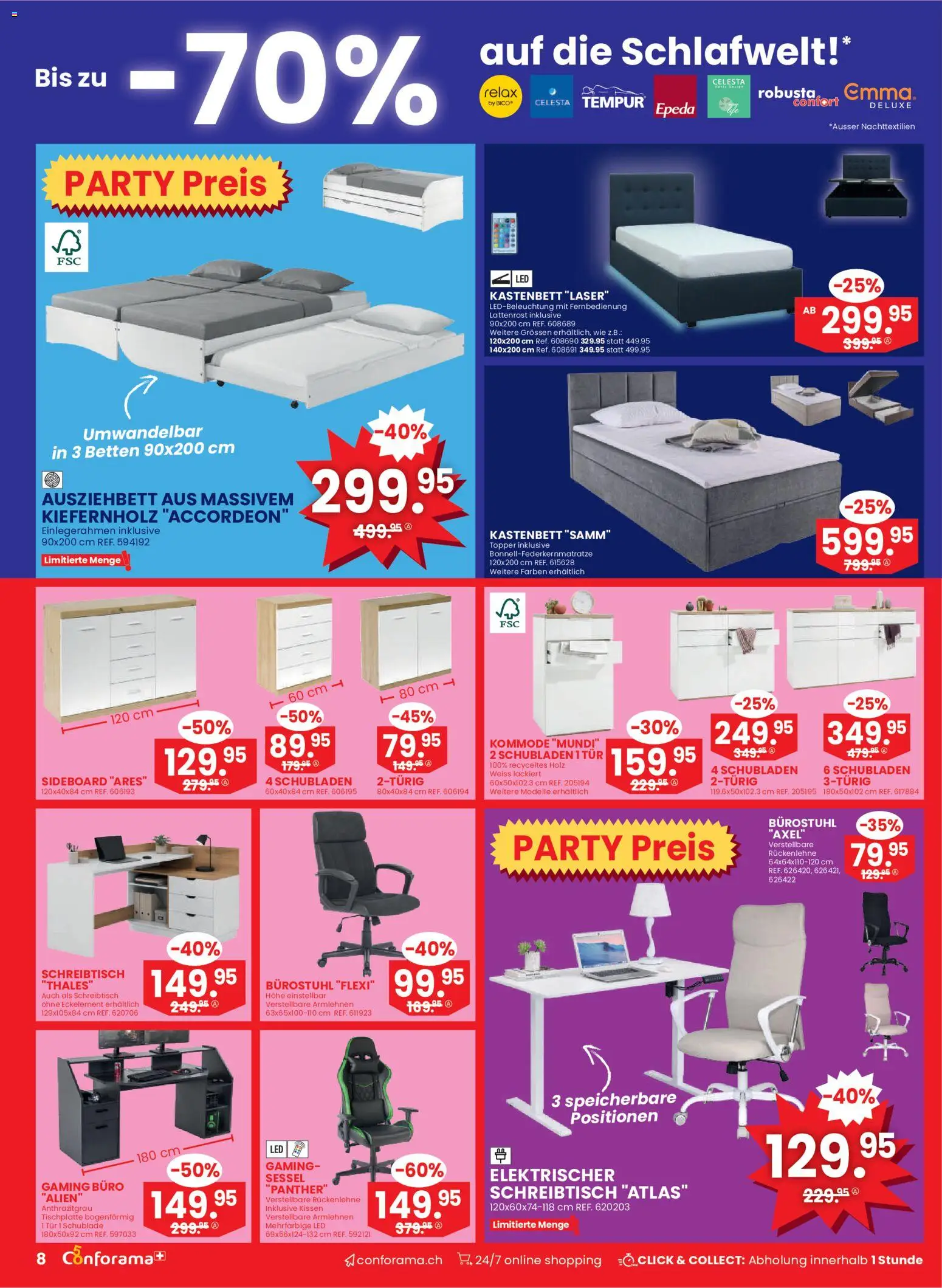Conforama aktionen Nr 36 – gültig ab 02.09.2026 | Seite: 8 | Produkte: Kissen, Kommode, Topper, Sideboard