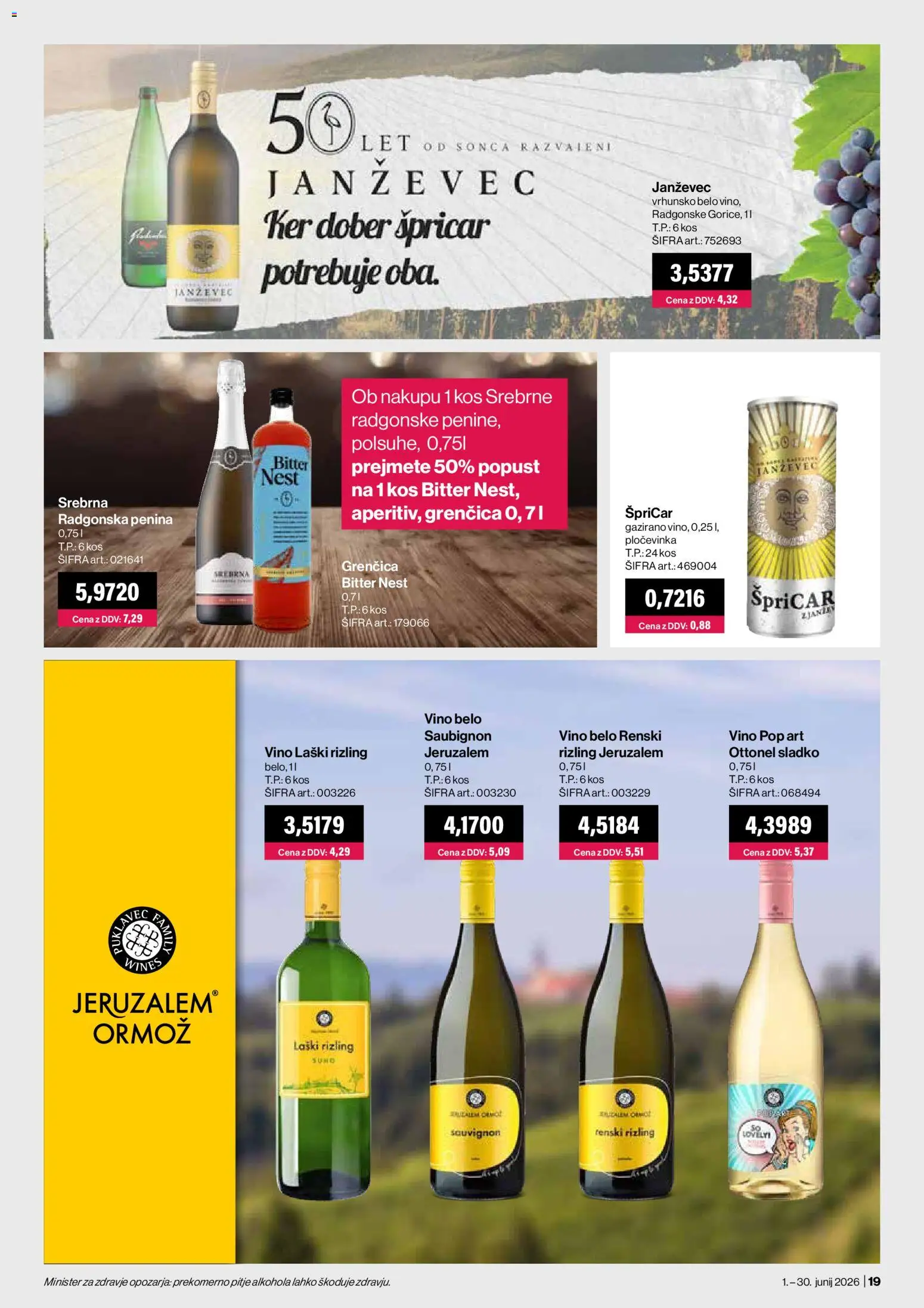 Novi Mercator katalog ponudbe – veljaven od 01.06.2026 | Stran: 19 | Izdelki: Kos, Penina, Vino