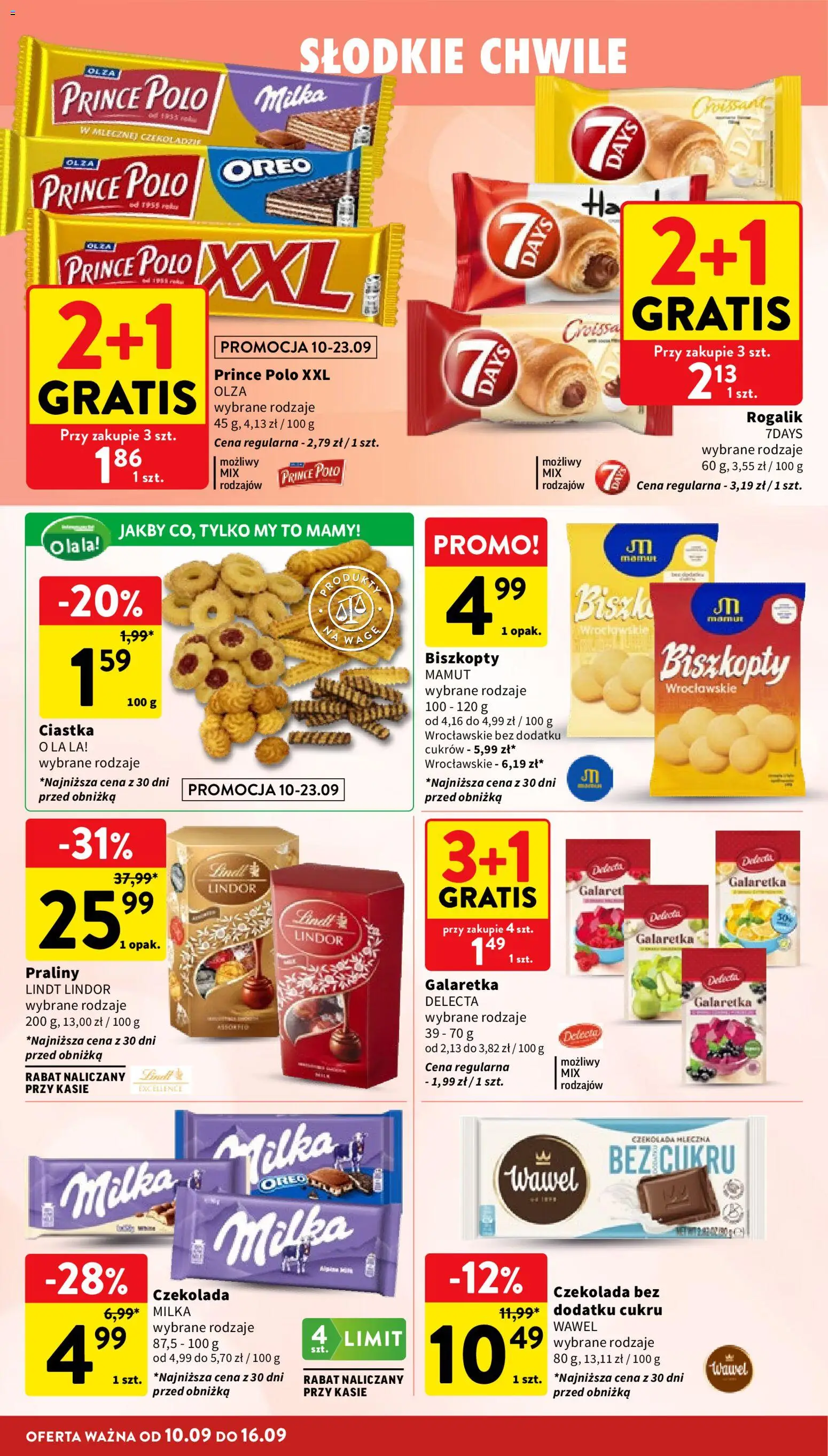Intermarche gazetka od 10.09.2026 | Strona: 24 | Produkty: Lindt, Prince polo xxl, Galaretka, Lindor