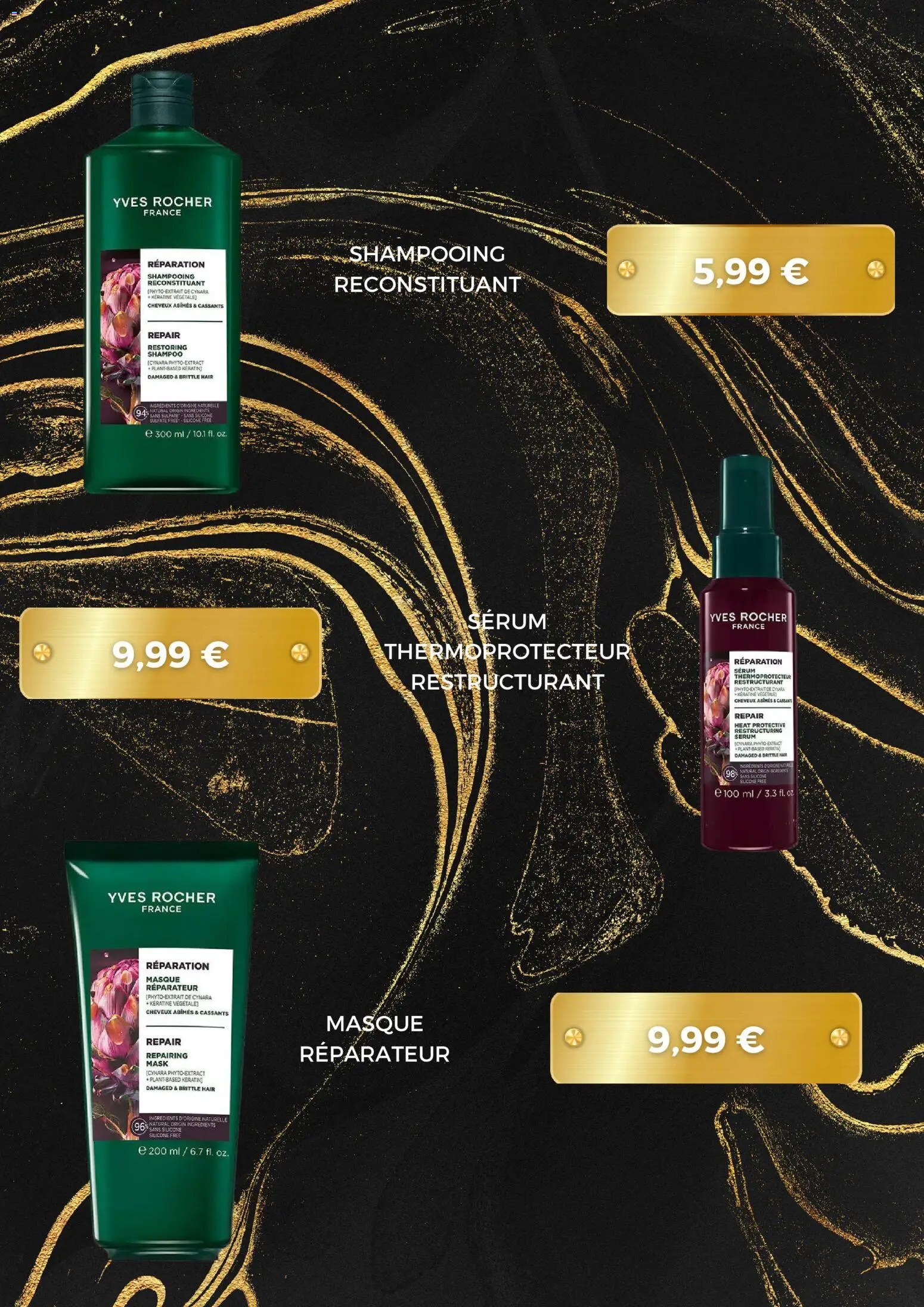 {H1} | Page: 2 | Produits: Ingrédients, Serum, Shampooing, Masque