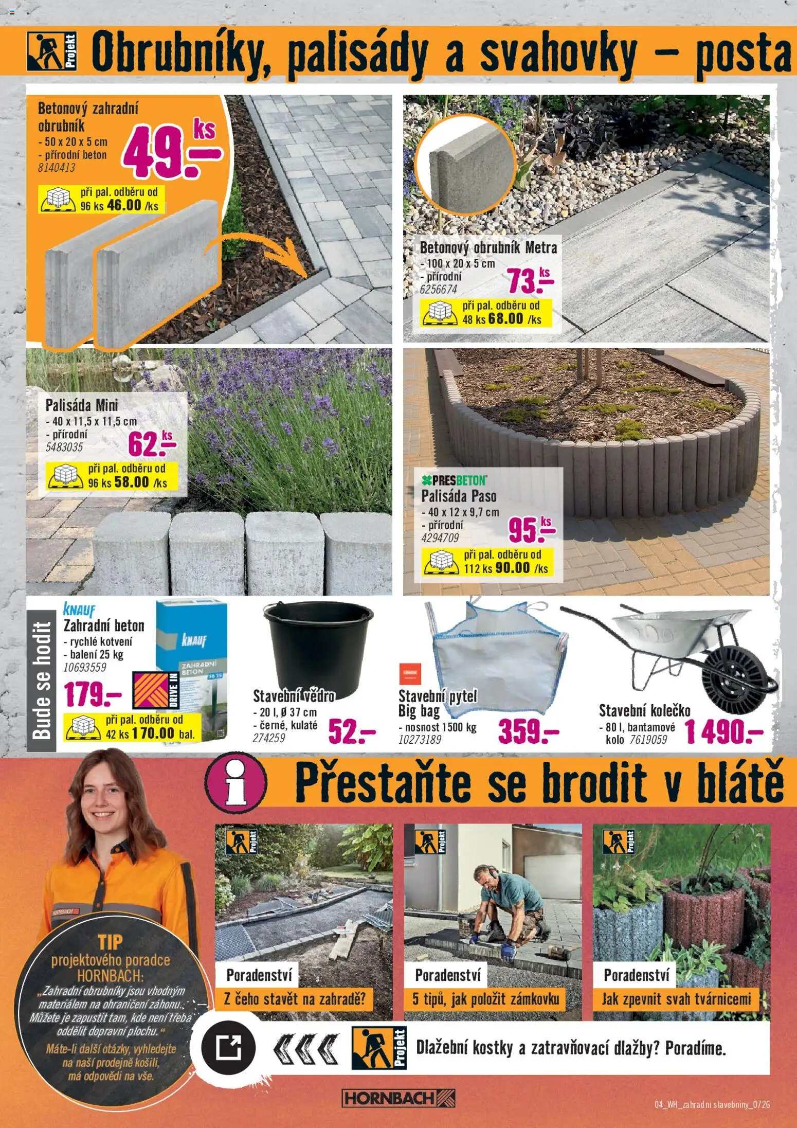 HORNBACH leták - Zahradní stavebniny od 08.07.2026 | Strana: 4 | Produkty: Ohraničení záhonů, Kolo, Kostky