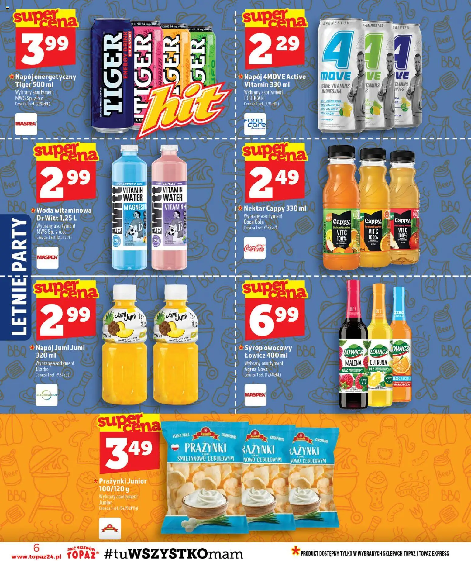 Topaz gazetka od 23.07.2026 | Strona: 6 | Produkty: Syrop, Malina, Syrop owocowy, Woda