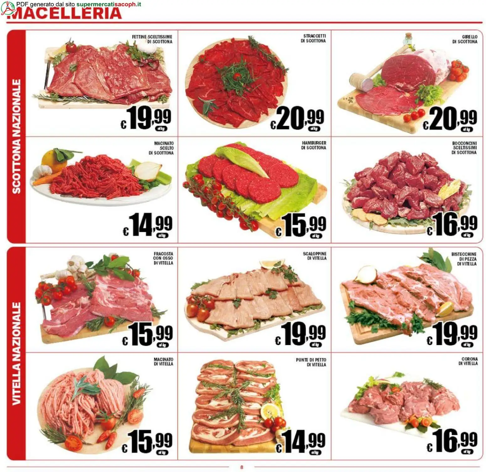 Volantino Sacoph del 08.05.2026 | Pagina: 8 | Prodotti: Girello, Hamburger, Macinato