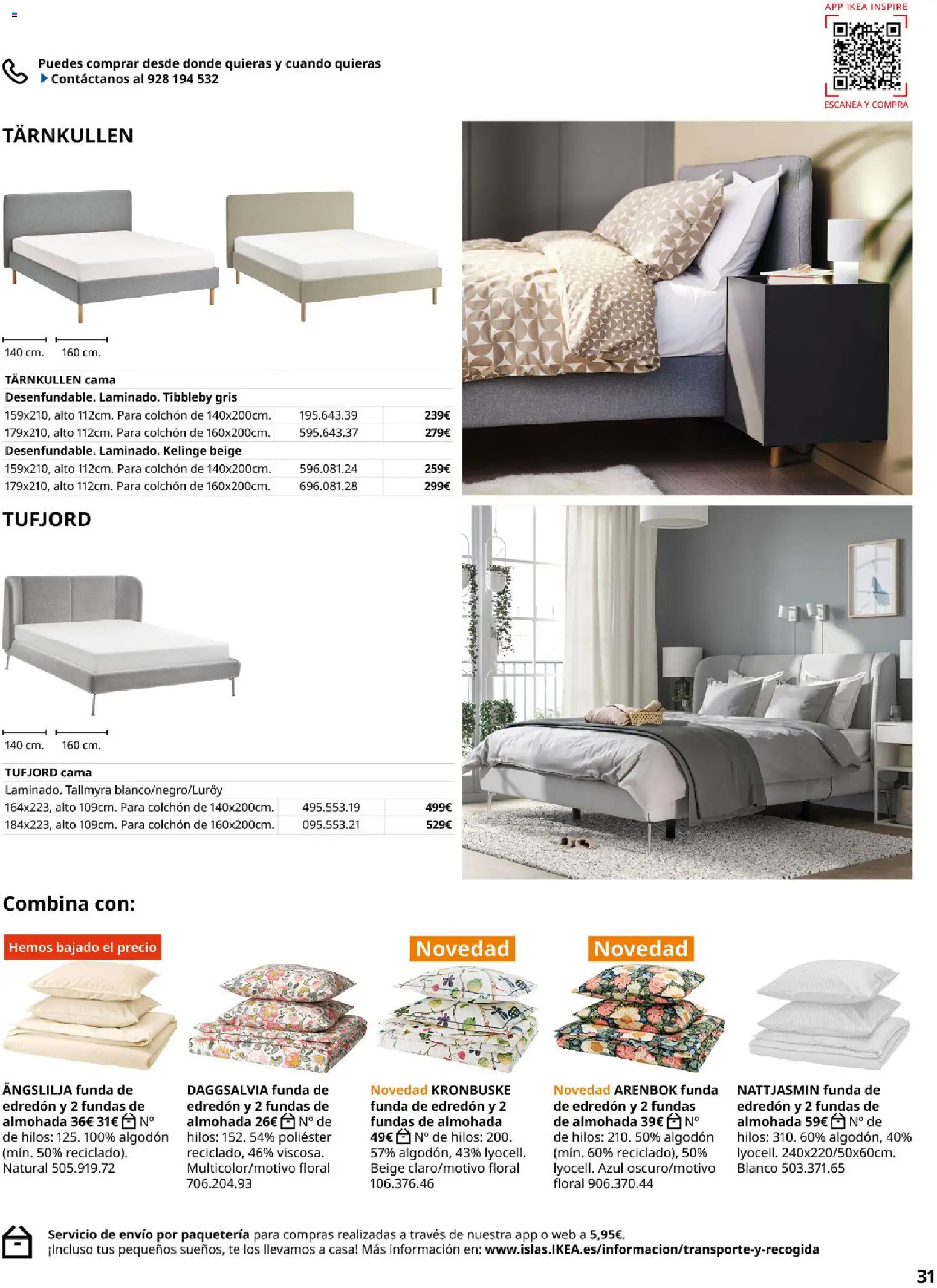 IKEA - Muebles para el dormitorio │ válido desde el 01/09/2026 | Página: 31 | Productos: Edredón, Té, Colchon, Almohada