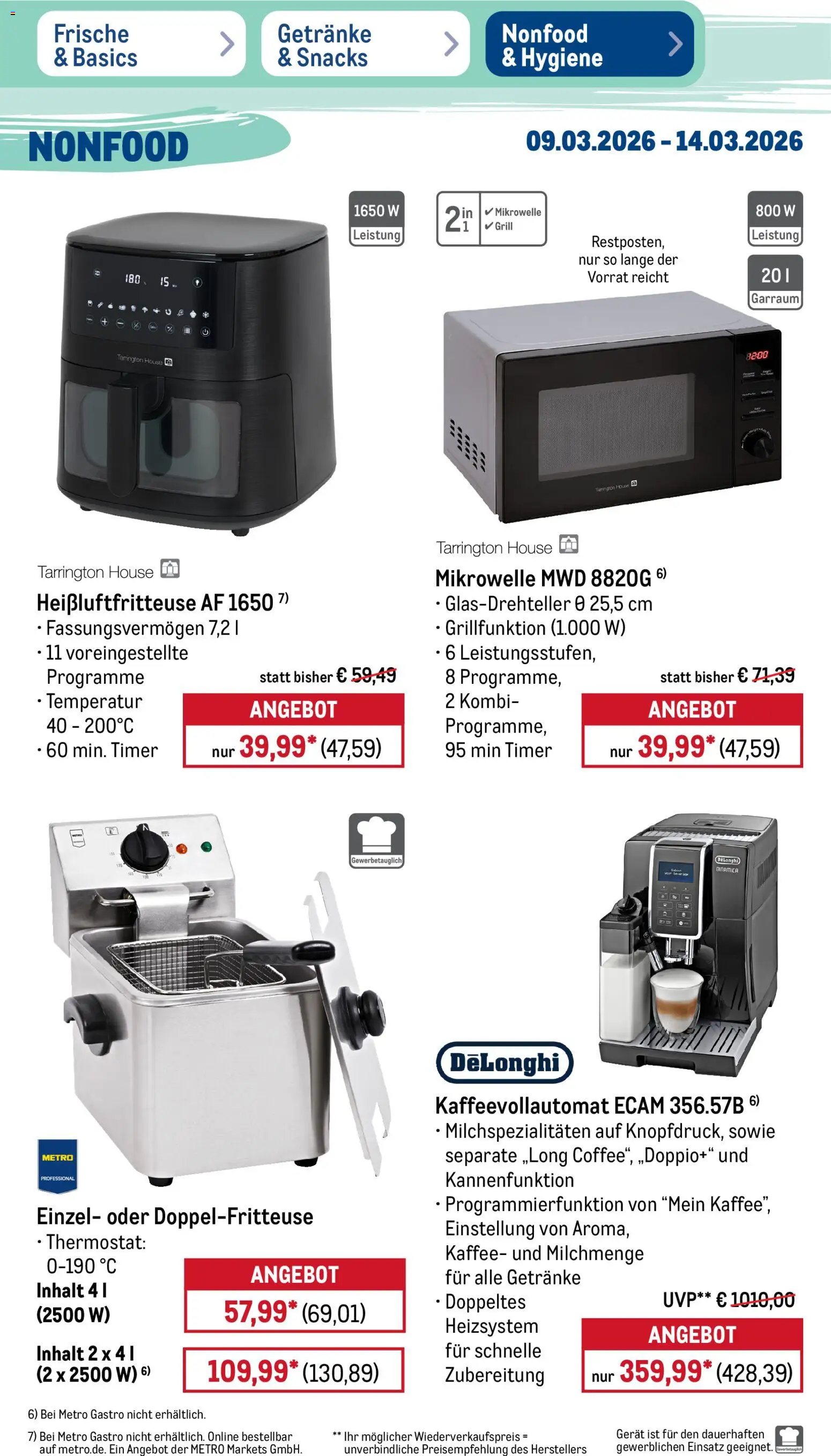 Metro Prospekt 	 – gültig ab 09.03.2026 | Seite: 53 | Produkte: Mikrowelle, Kaffee, Kaffeevollautomat, Heißluftfritteuse