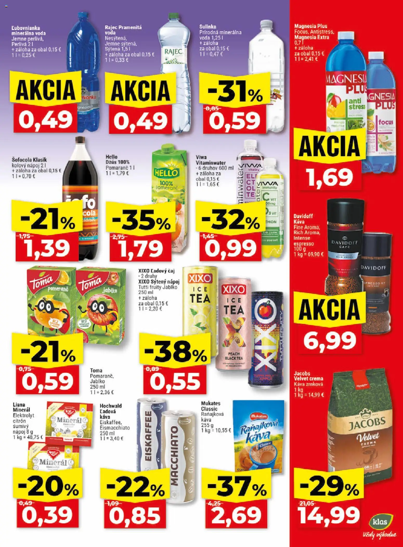 Nové Klas akcie – leták je platný od 17.08.2026 | Strana: 24 | Produkty: Džús, Rajec, Magnesia, Sulinka