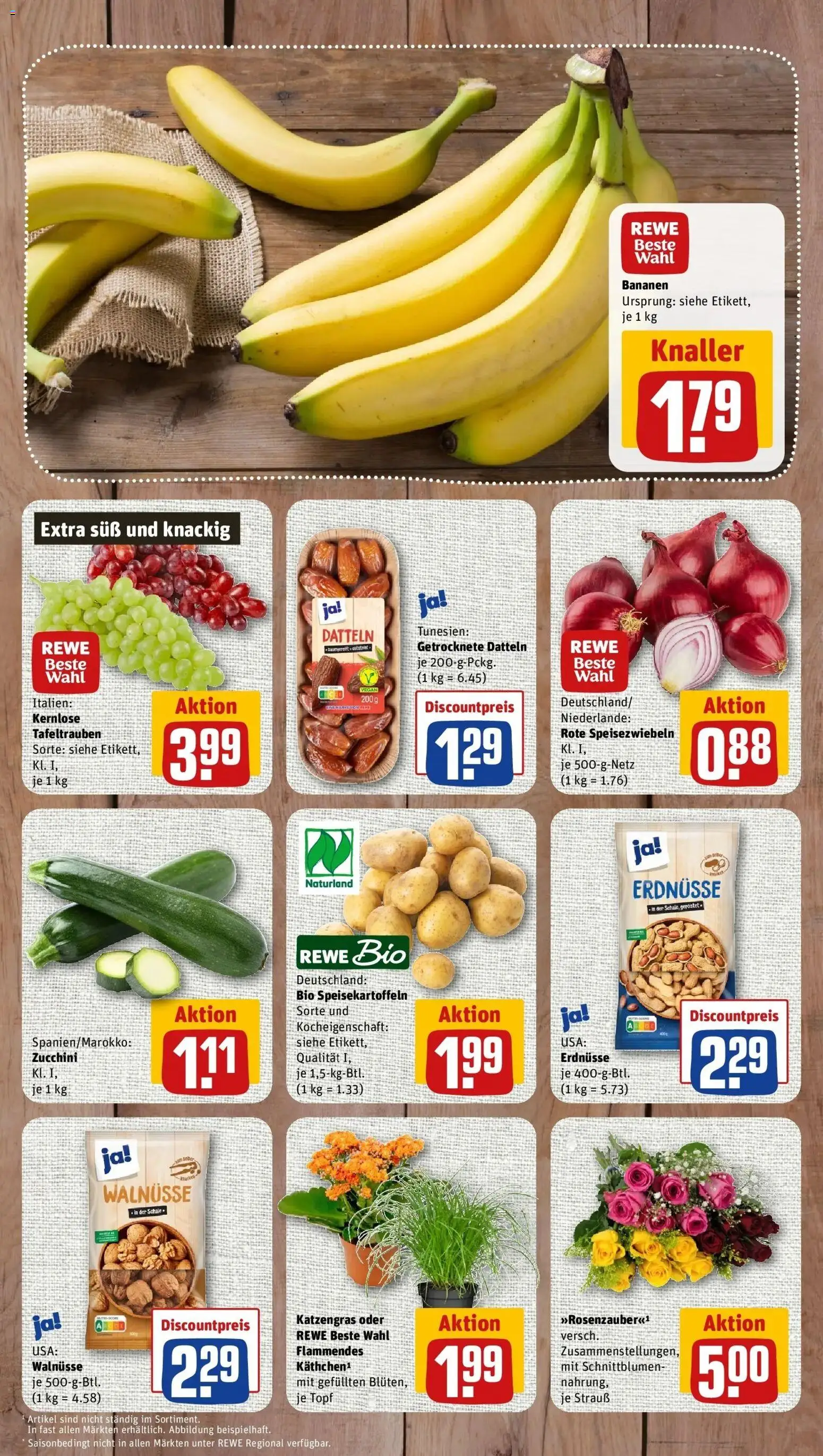 REWE Prospekt ab 26.10.2026 zum Blättern » Angebote | Seite: 3 | Produkte: Erdnüsse, Walnüsse, Bananen, Zucchini