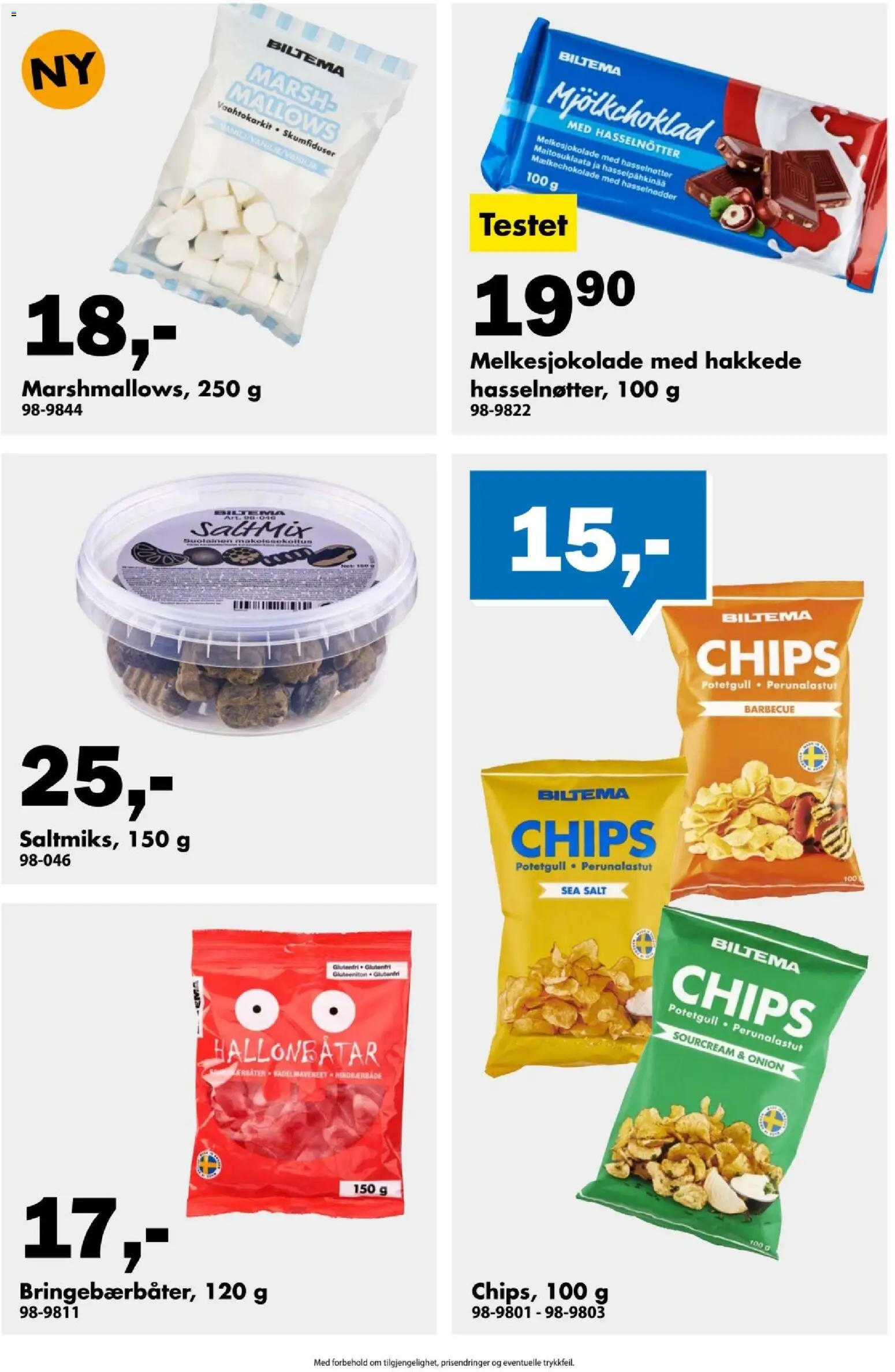 {H1} | Side: 9 | Produkter: Chips, Potetgull, Salt, Hasselnøtter