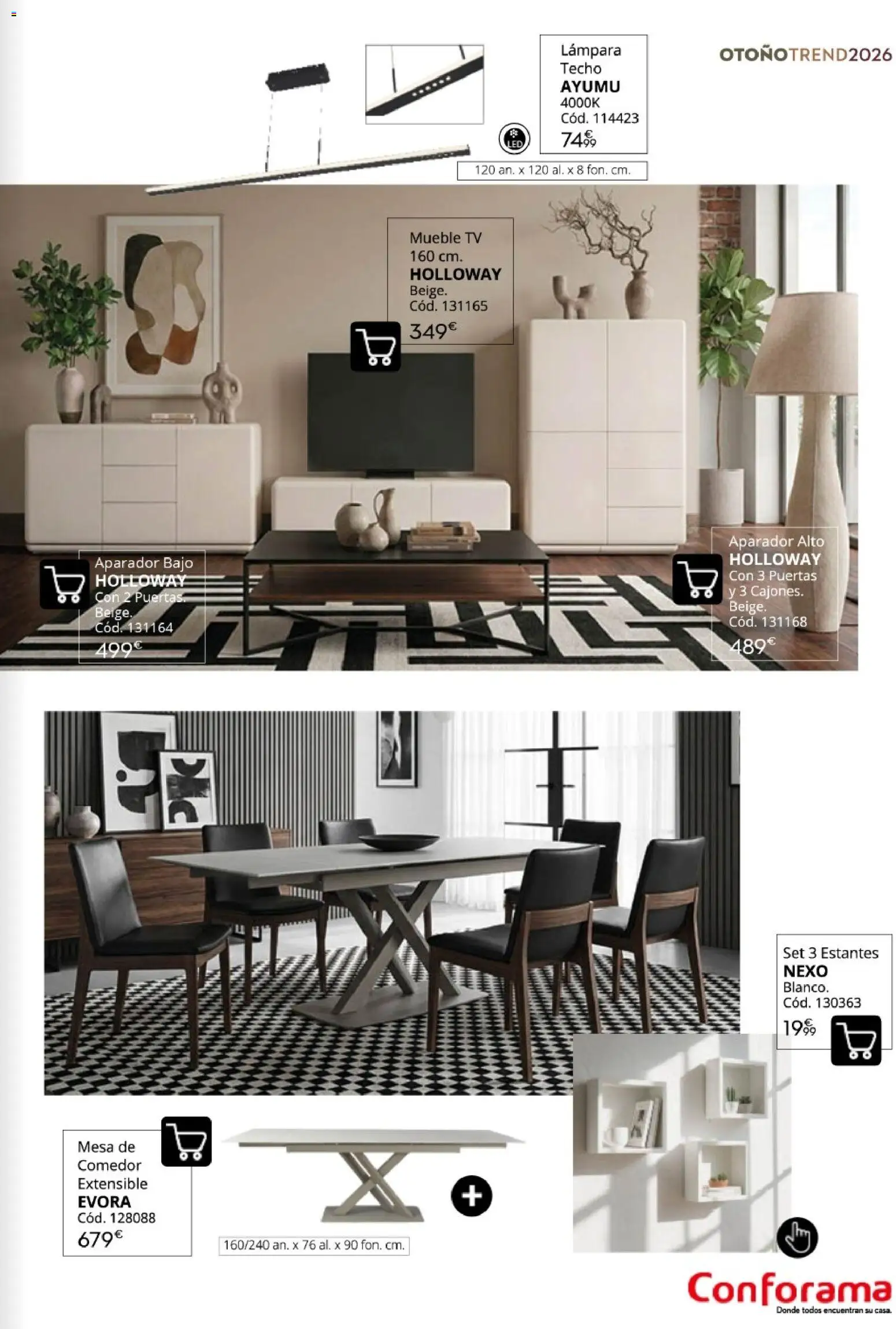 Conforama Guía de otoño 2026 │ válido desde el 30/09/2026 | Página: 35 | Productos: Mesa, Aparador, Puertas, Lámpara