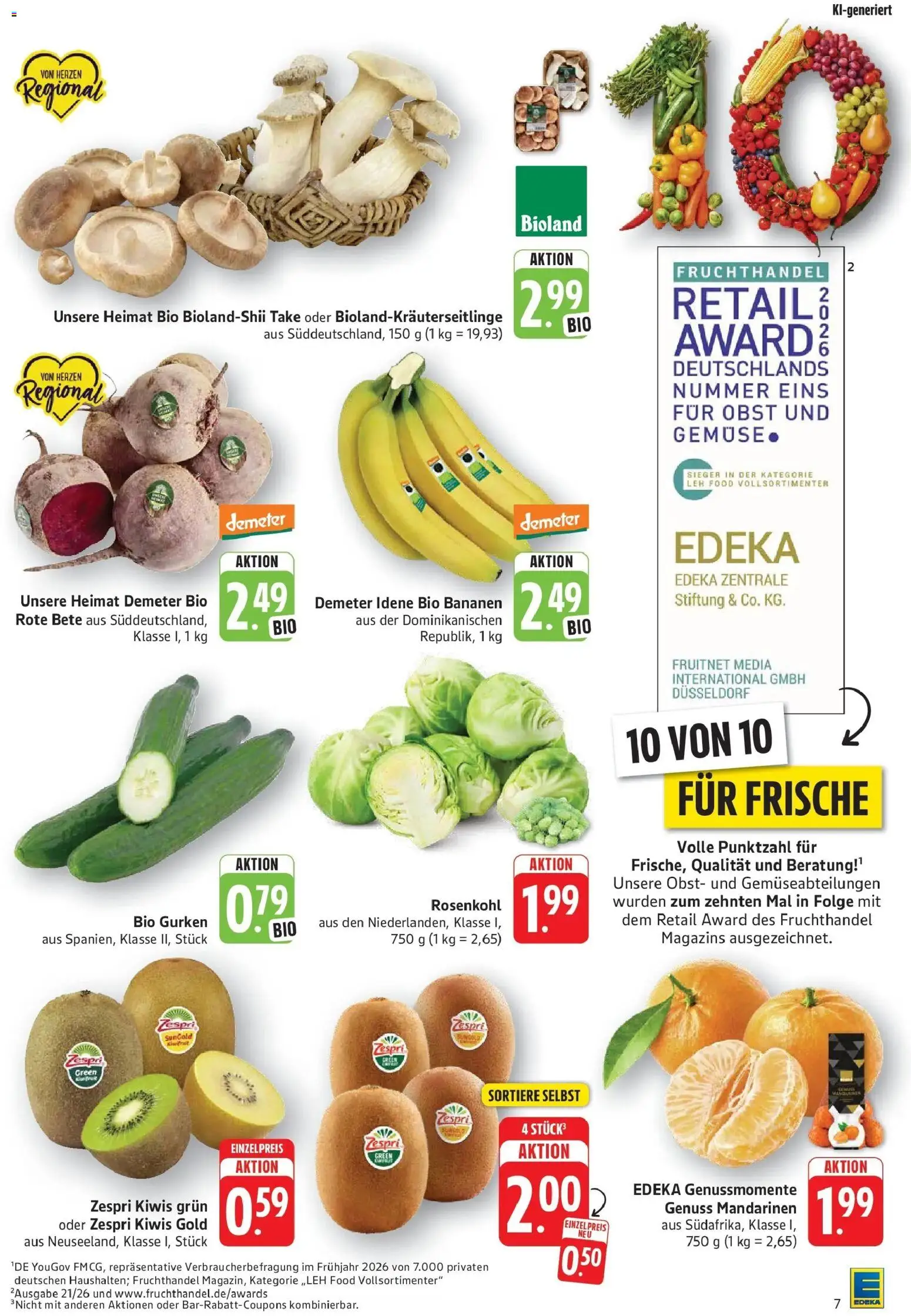 Edeka Prospekt Göppingen (ab 05.10.2026) » Angebote Online | Seite: 9 | Produkte: Bananen, Gemüse, Obst, Gurken