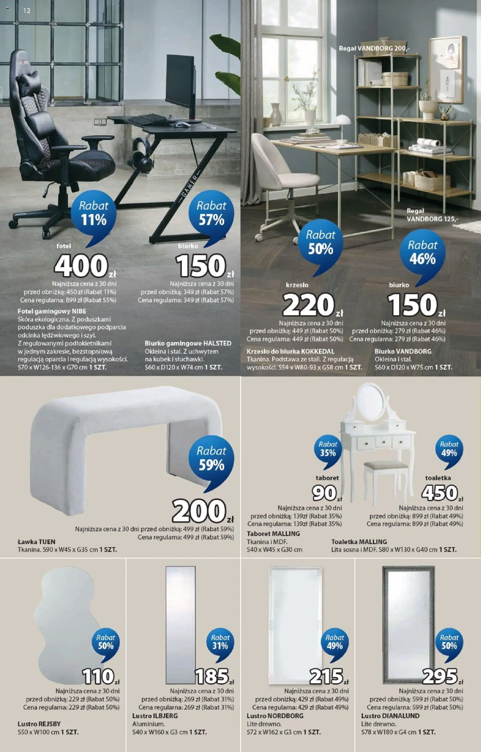 JYSK gazetka od 10.06.2026 | Strona: 12 | Produkty: Poduszka, Fotel, Biurko, Regał