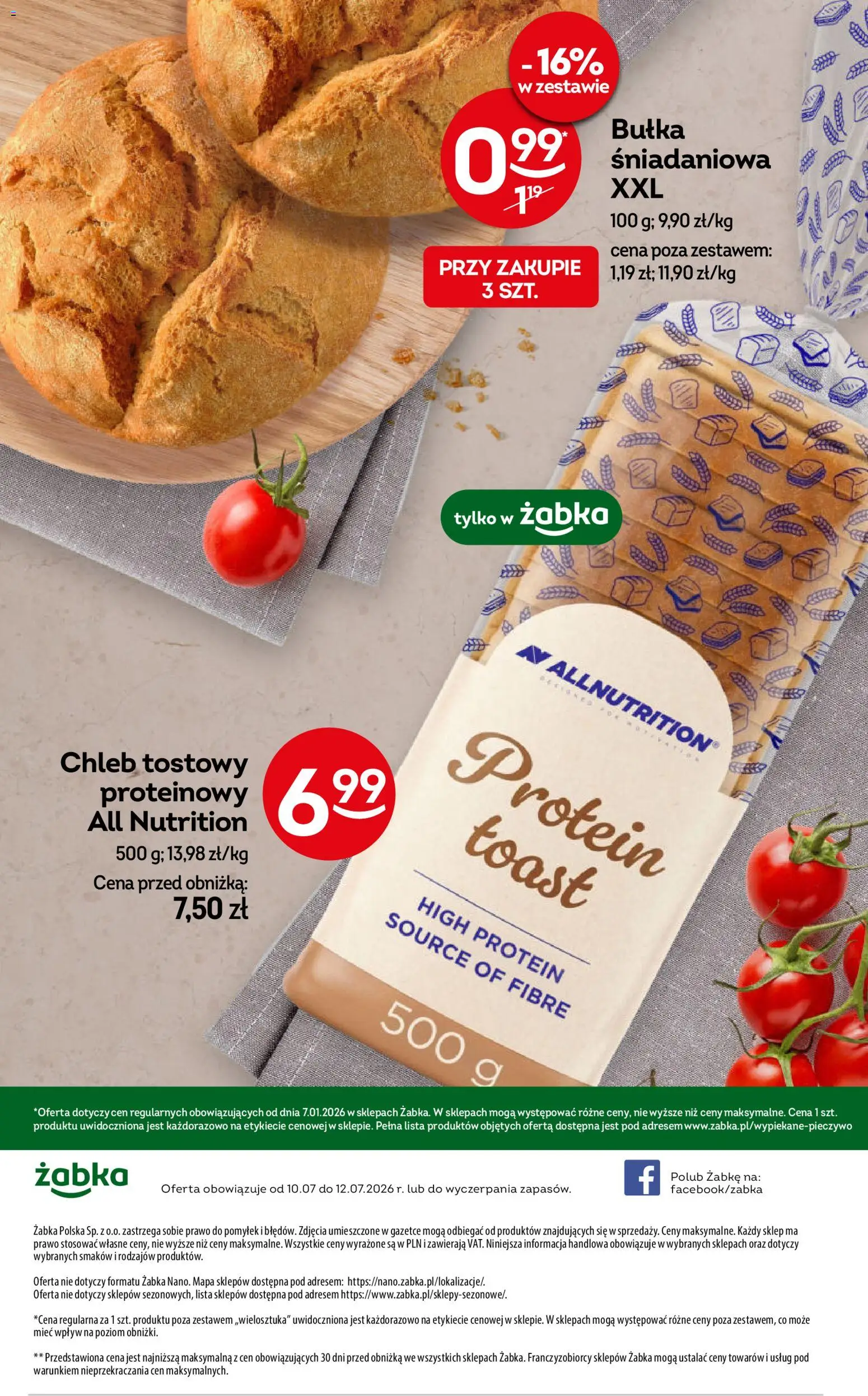 Żabka gazetka - Weekendowe promocje od 10.07.2026 | Strona: 10 | Produkty: Chleb tostowy, Bułka, Chleb