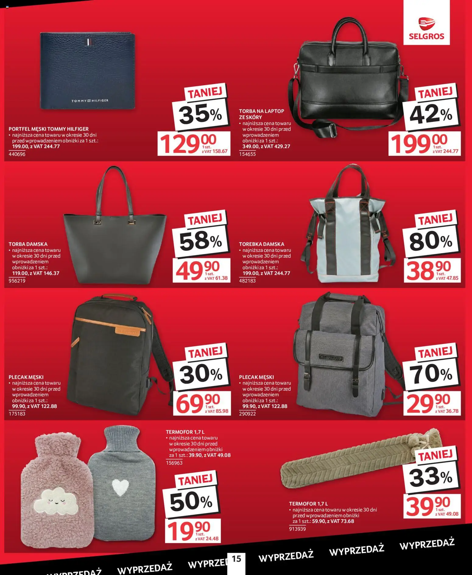 Selgros cash&carry gazetka - Totalna Wyprzedaż od 08.10.2026 | Strona: 15 | Produkty: Laptop, Plecak, Portfel, Termofor