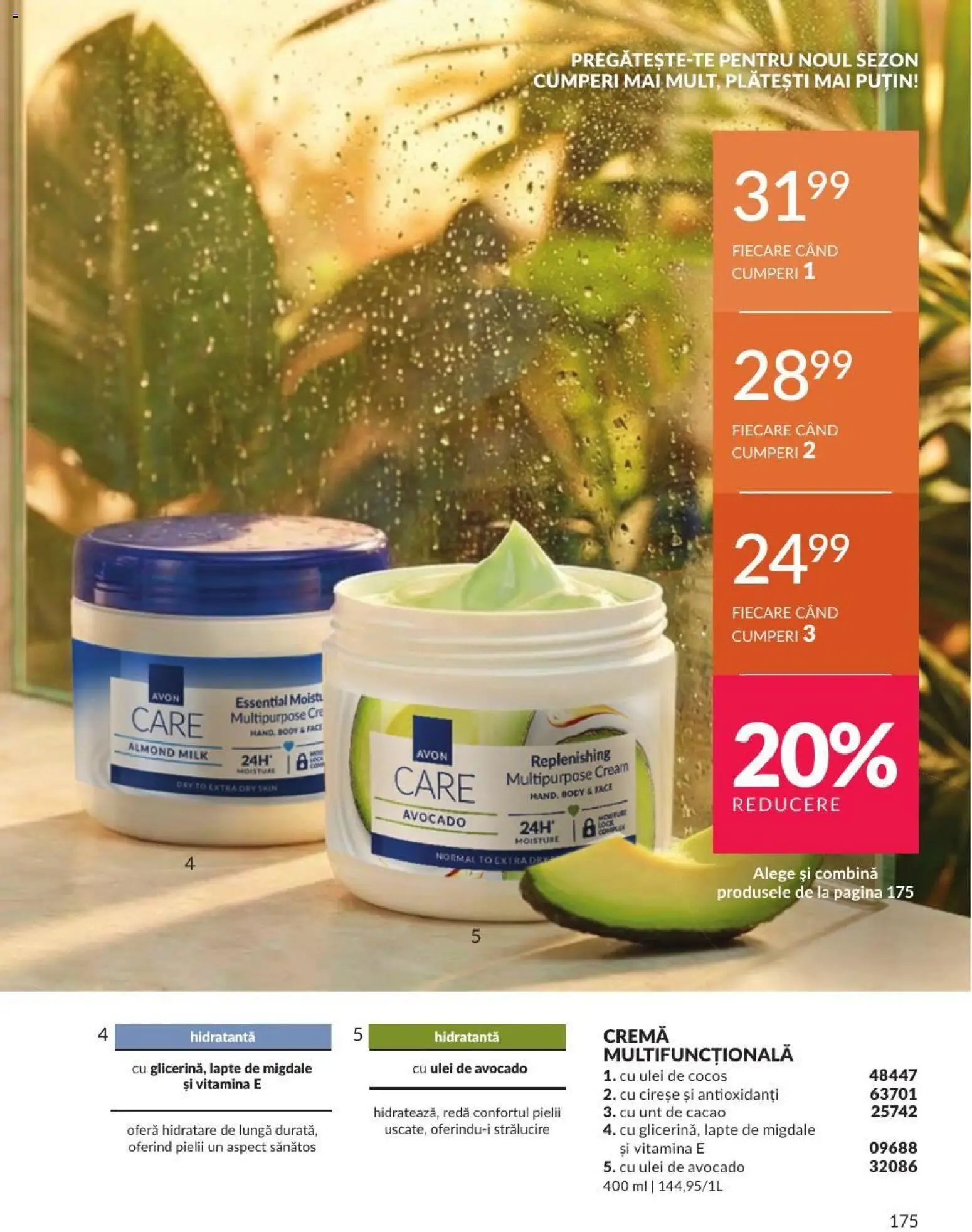 Noul catalog Avon – valabil de la 01.08.2026 | Pagină: 175 | Produse: Unt, Cremă, Ulei, Avocado