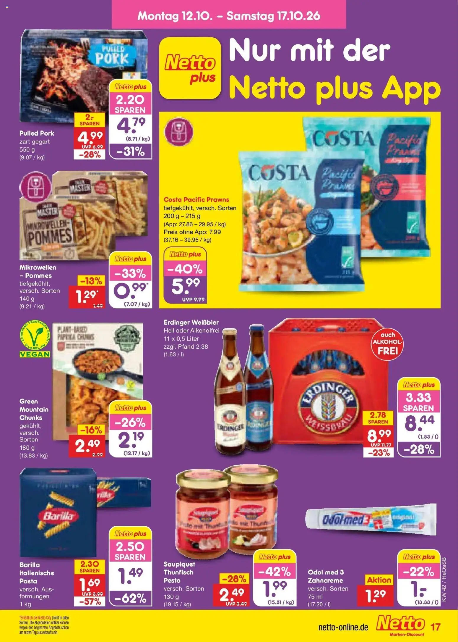 Netto Marken-Discount Prospekt Rostock – gültig ab 12.10.2026 | Seite: 19 | Produkte: Barilla, Weißbier, Alkohol, Pasta