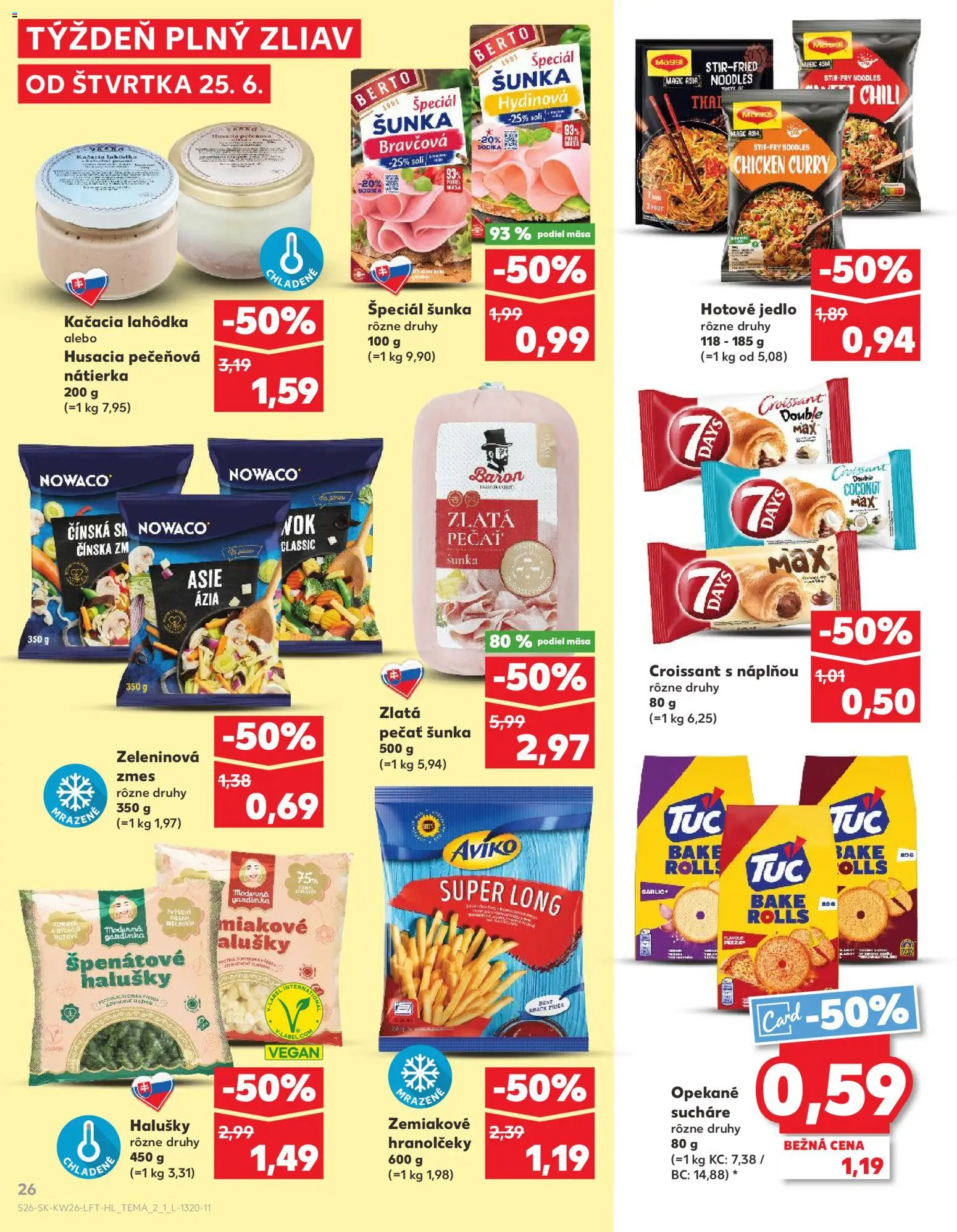 Nové Kaufland akcie – leták je platný od 25.06.2026 | Strana: 26 | Produkty: Šunka, Croissant
