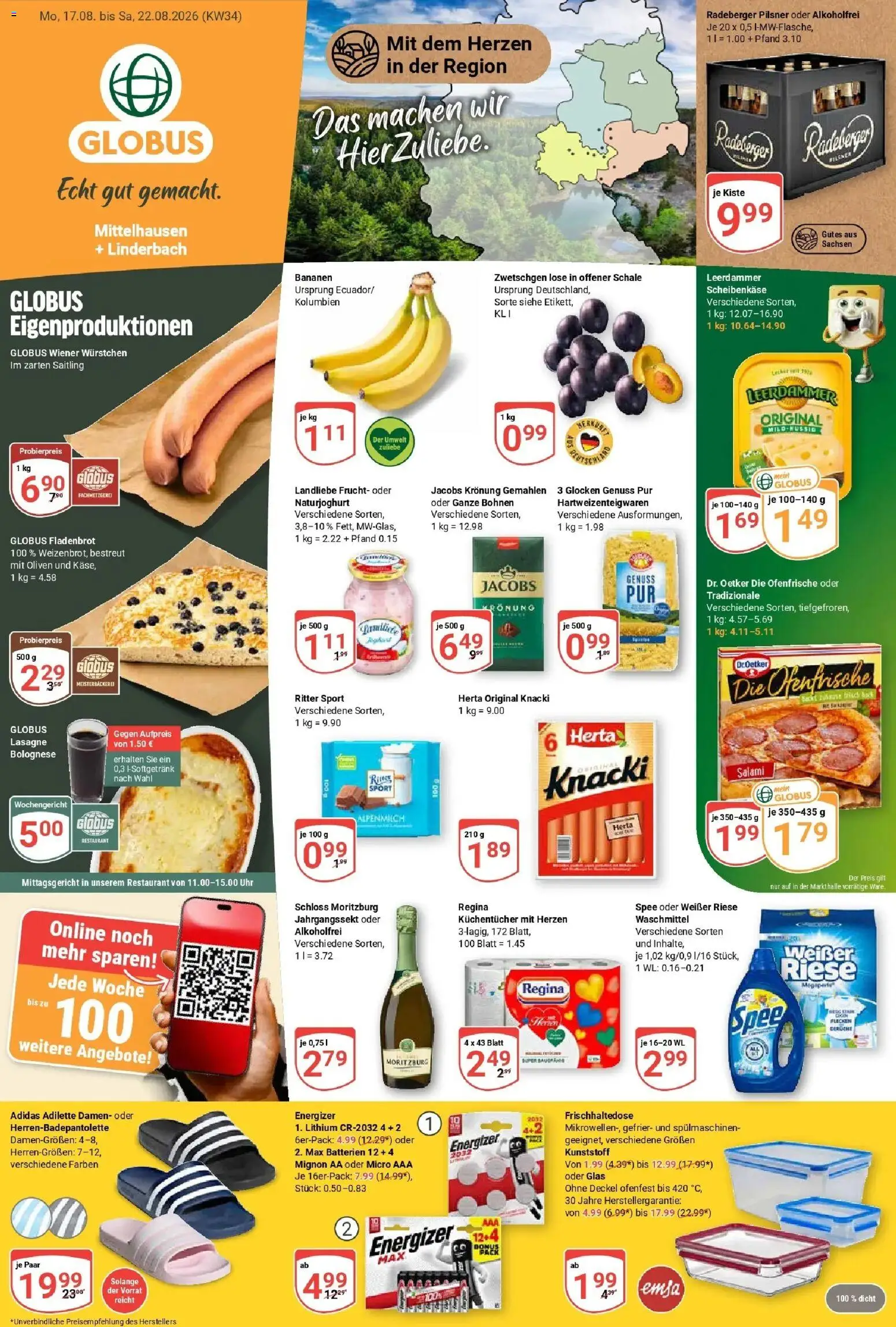 Globus Prospekt Mittelhausen (ab 17.08.2026) » Angebote online | Seite: 3 | Produkte: Ritter sport, Ofenfrische, Salami, Uhr