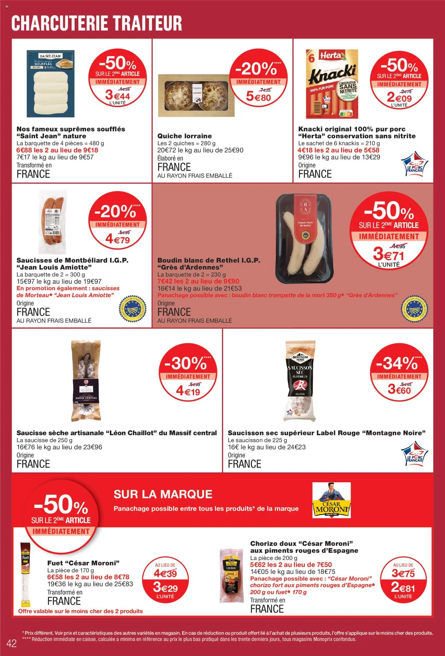 {H1} | Page: 42 | Produits: Charcuterie, Knacki, Saucisse, Porc