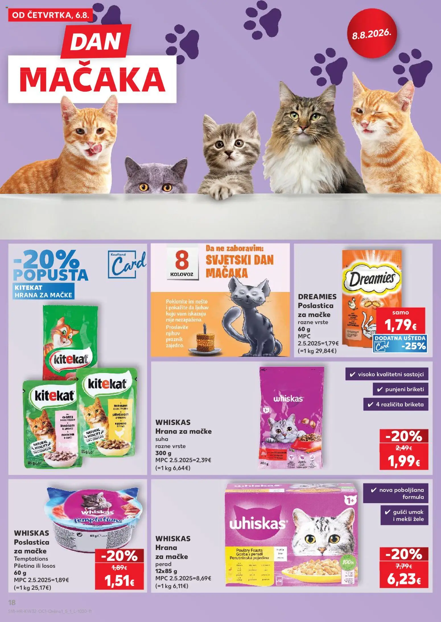 Kaufland katalog | vrijedi od 06.08.2026 | Stranica: 18 | Proizvodi: Piletina, Umak, Hrana za mačke, Briketi
