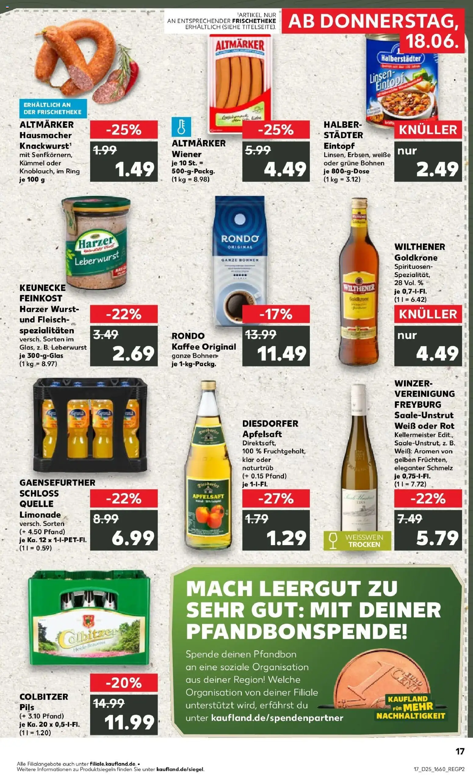 Kaufland Prospekt Stendal – gültig ab 15.06.2026 | Seite: 2 | Produkte: Wilthener, Pils, Apfelsaft, Wurst