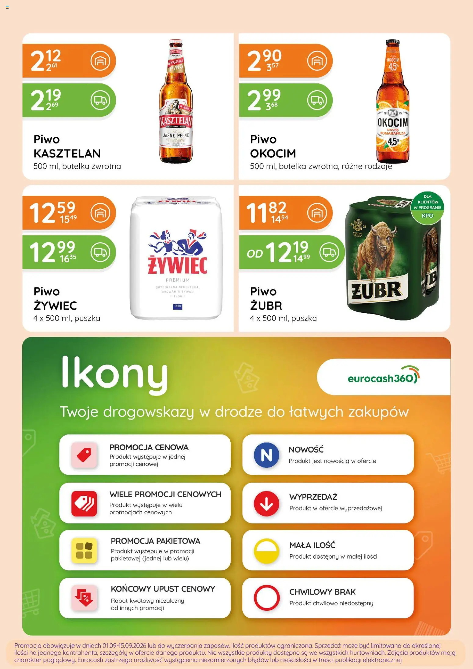 Eurocash gazetka - Ofensywa Alkoholowa od 01.09.2026 | Strona: 5 | Produkty: Piwo żubr, Piwo kasztelan, Piwo