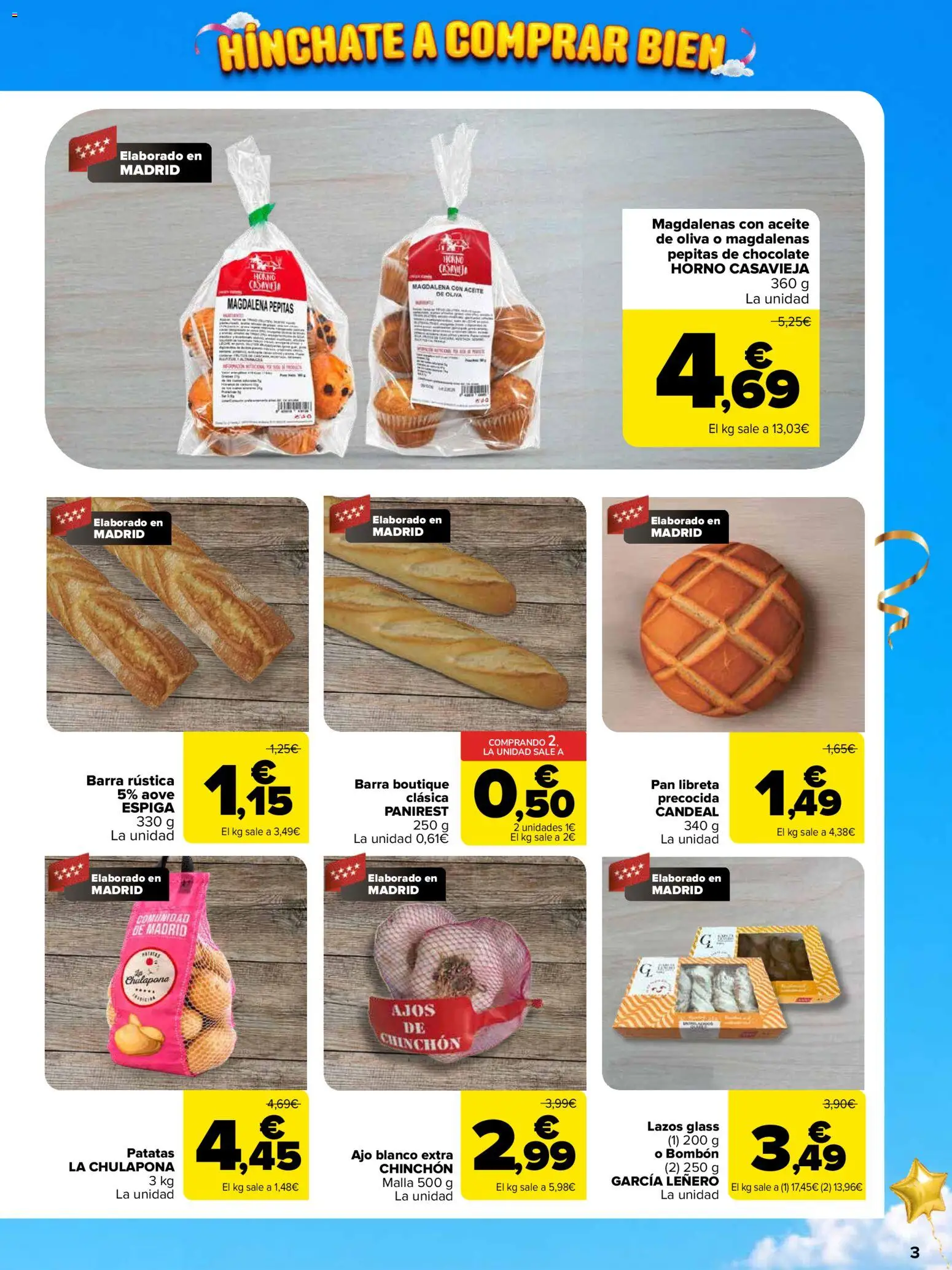 Carrefour folleto Madrid │ válido desde el 14/10/2026 | Página: 3 | Productos: Ajo, Aceite, Chocolate, Magdalenas