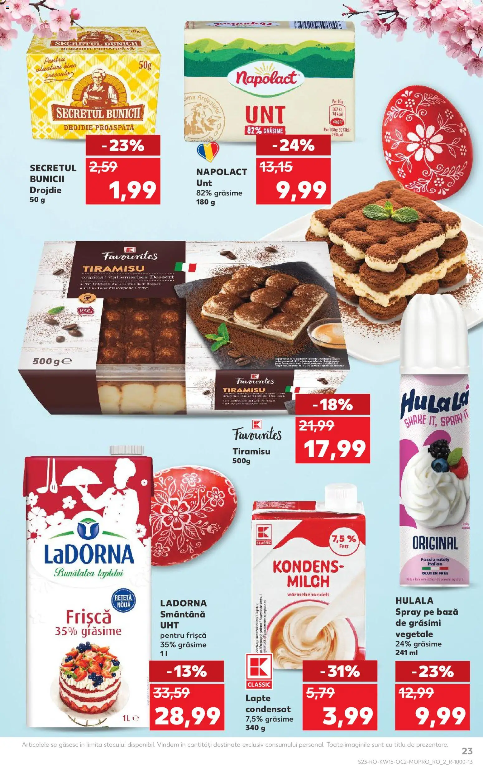 Noul catalog Kaufland – valabil de la 08.04.2026 | Pagină: 23 | Produse: Lapte, Tiramisu, Mascarpone, Smântână
