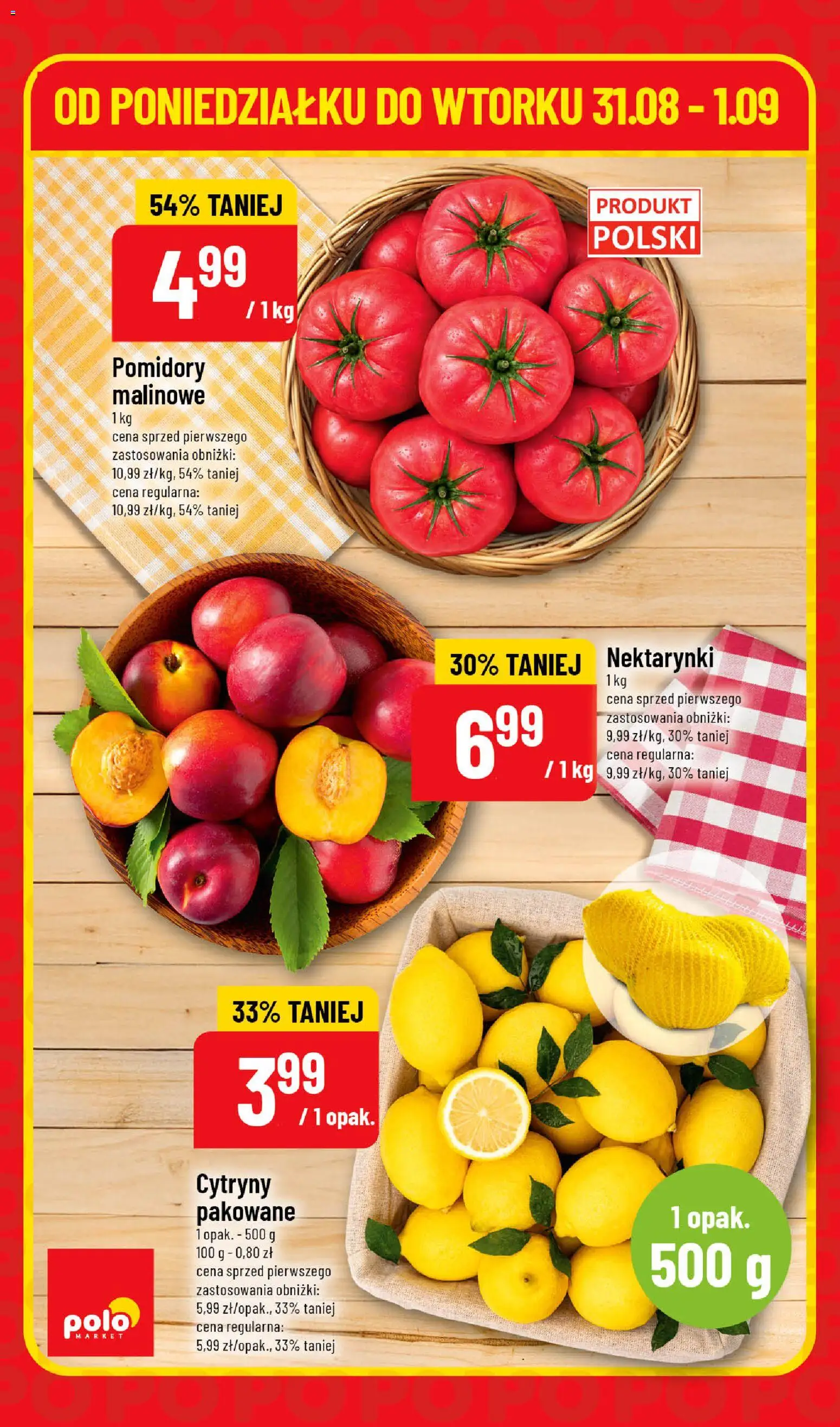Nowa POLOmarket gazetka od jutra 31.08.2026 | Strona: 2 | Produkty: Nektarynki, Cytryny, Pomidory malinowe, Pomidory
