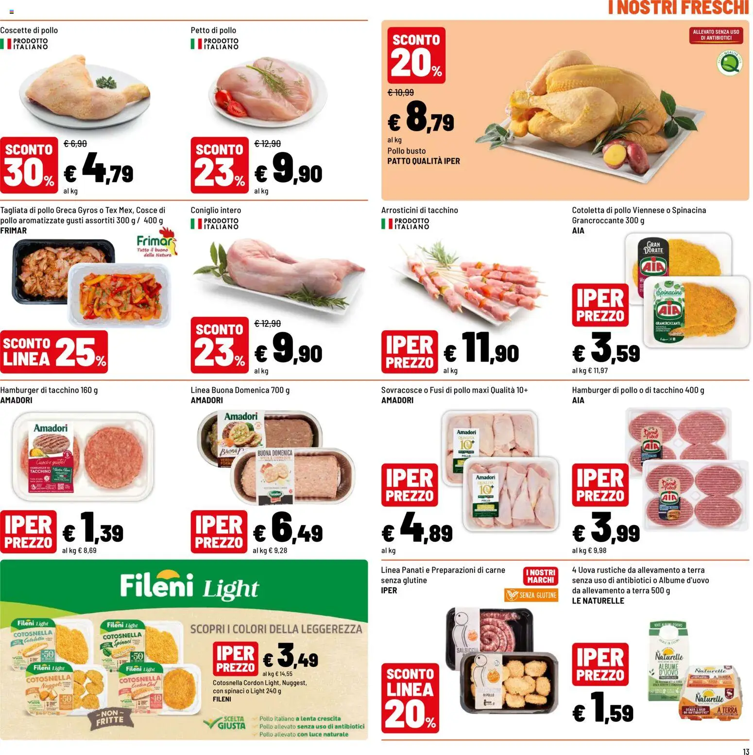Volantino Iper del 31/08/2026 | Pagina: 13 | Prodotti: Petto di Pollo, Pollo, Spinaci, Terra
