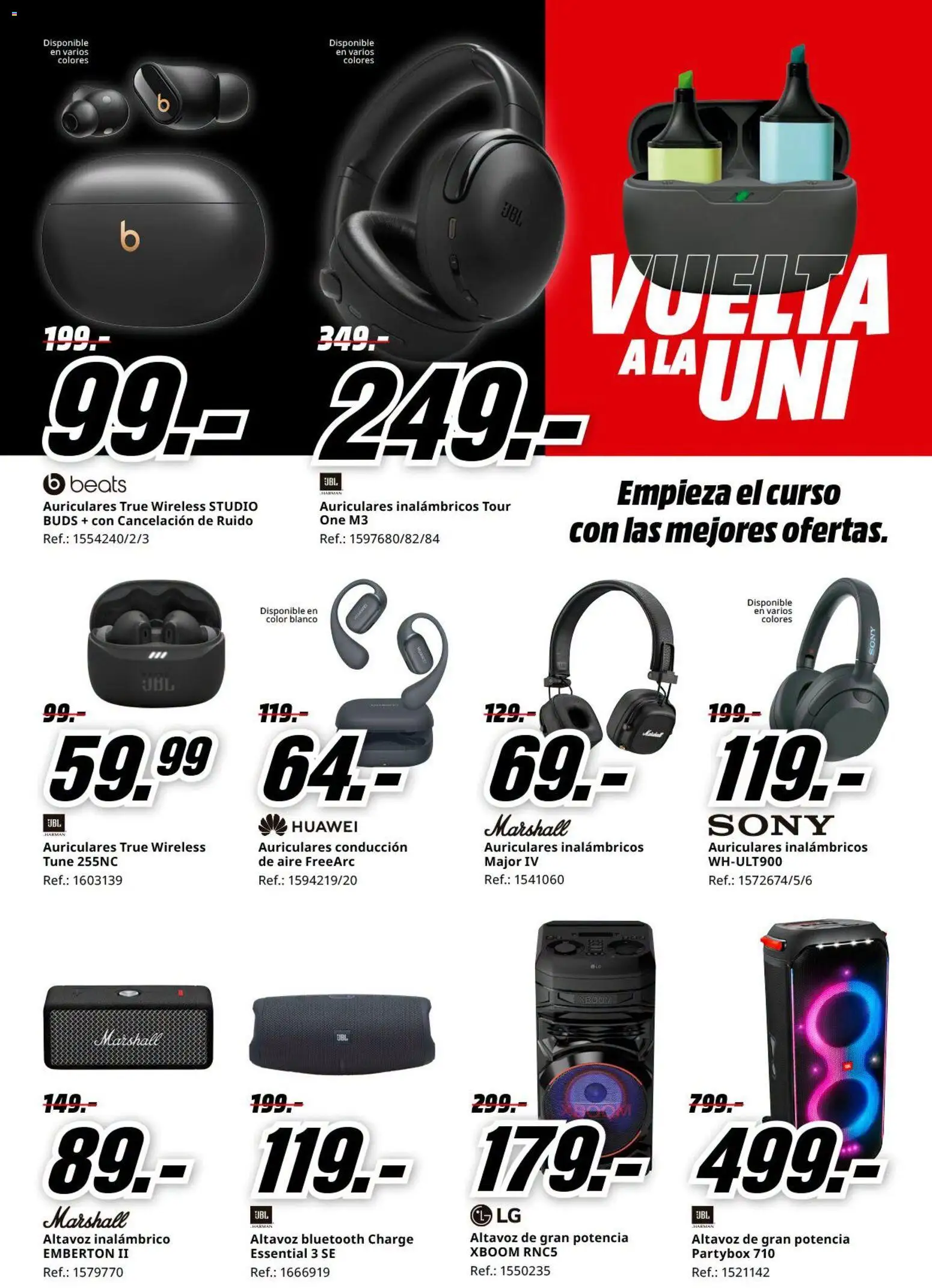 Media Markt Vuelta al Cole │ válido desde el 26/08/2026 | Página: 18 | Productos: Auriculares, Altavoz, Auriculares inalámbricos, Altavoz Bluetooth
