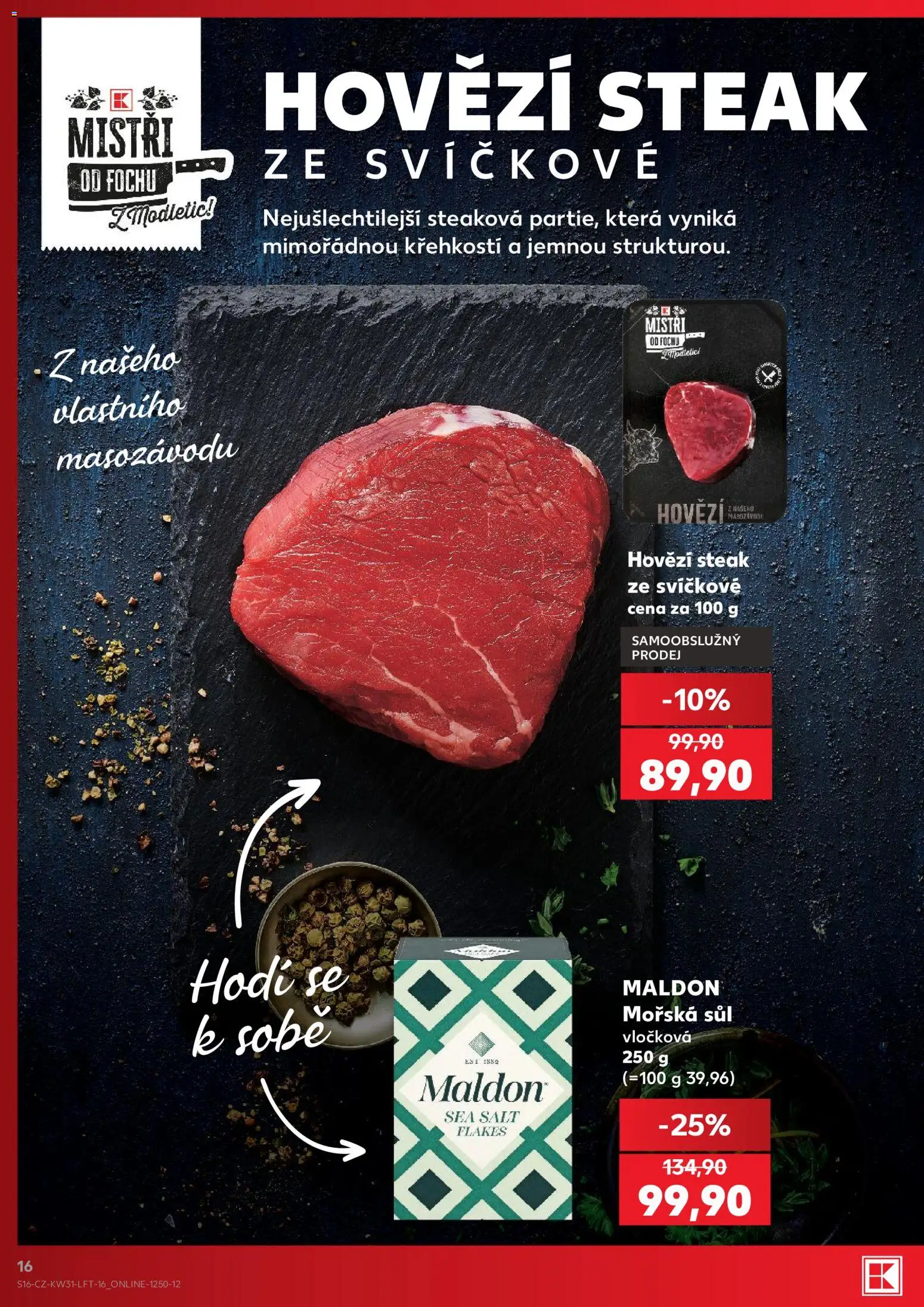 Kaufland leták - Brno od 29.07.2026 | Strana: 16 | Produkty: Hovězí, Hovězí steak, Steak
